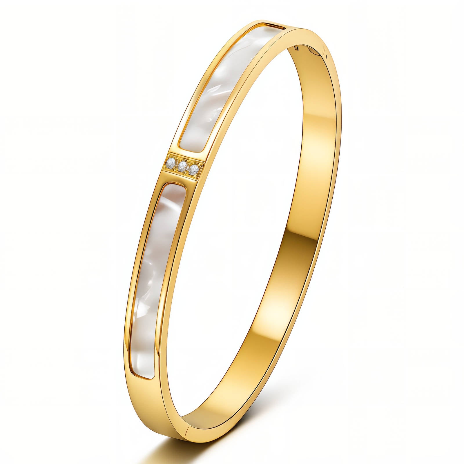 Mother of Pearl Bangle Waterproof Tarnish-Free Gold Bracelet