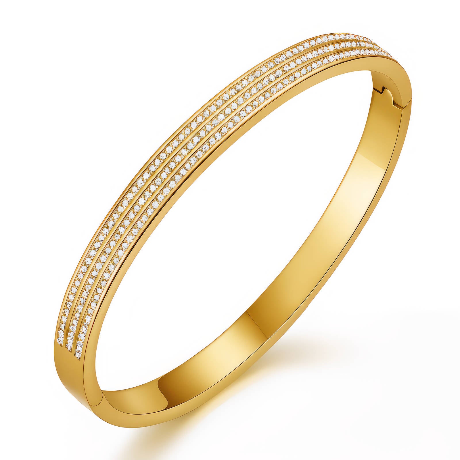 Pavé Crystal Bangle Waterproof Tarnish-Free Gold Crystal Bracelet