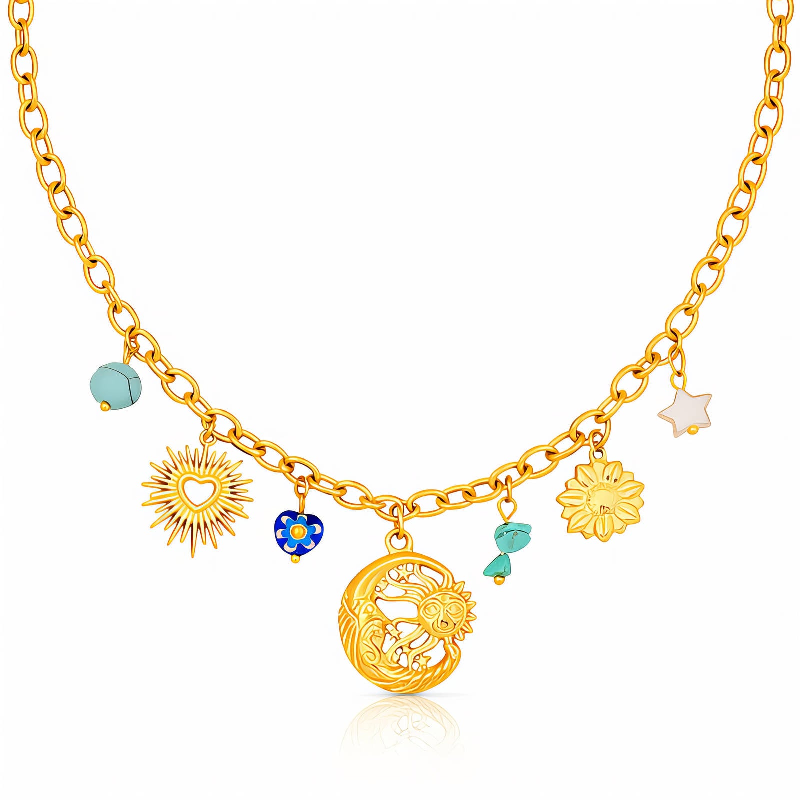 Sun & Moon Charm Necklace