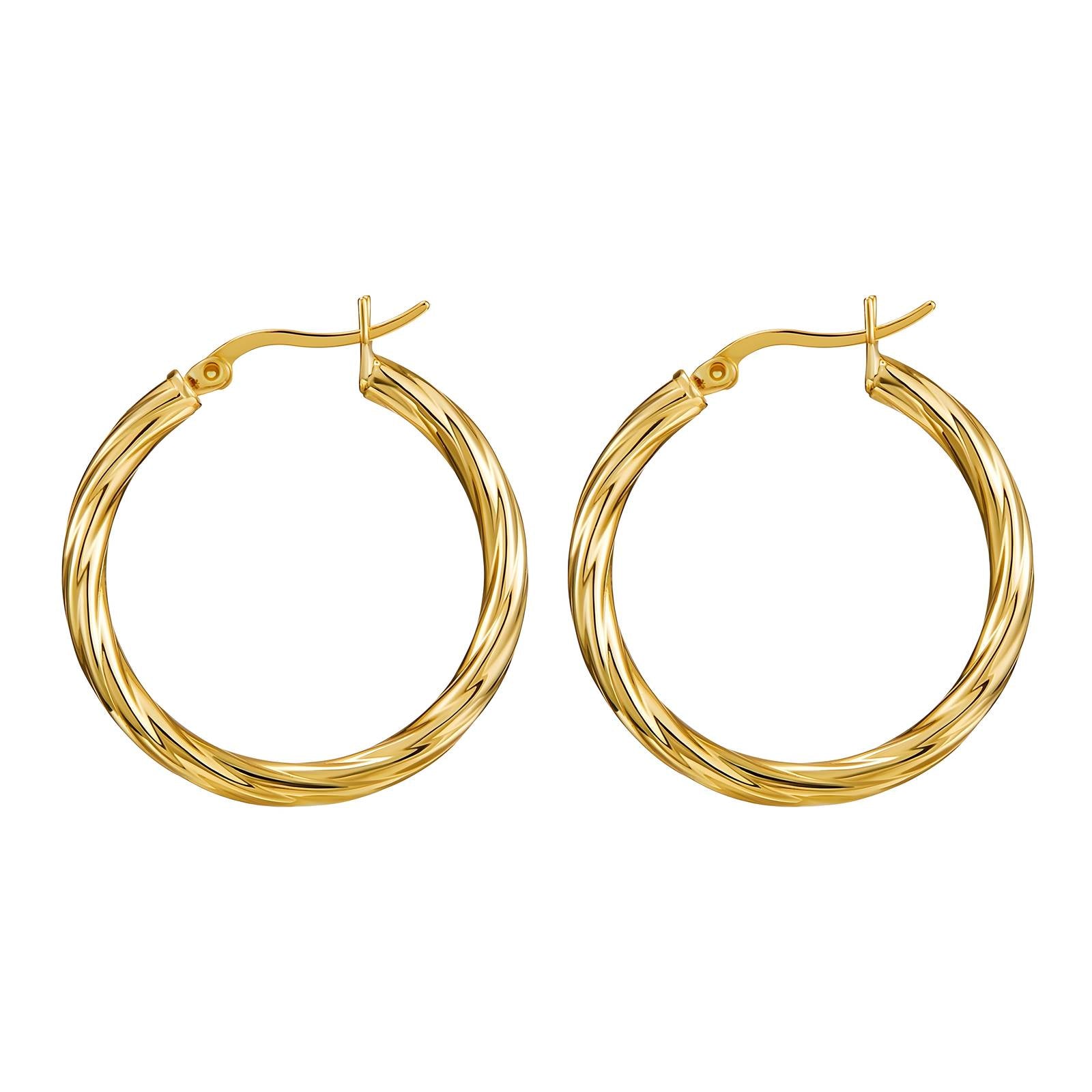 Classic twisted gold hoop earrings for everyday wear by Noble Aura UK