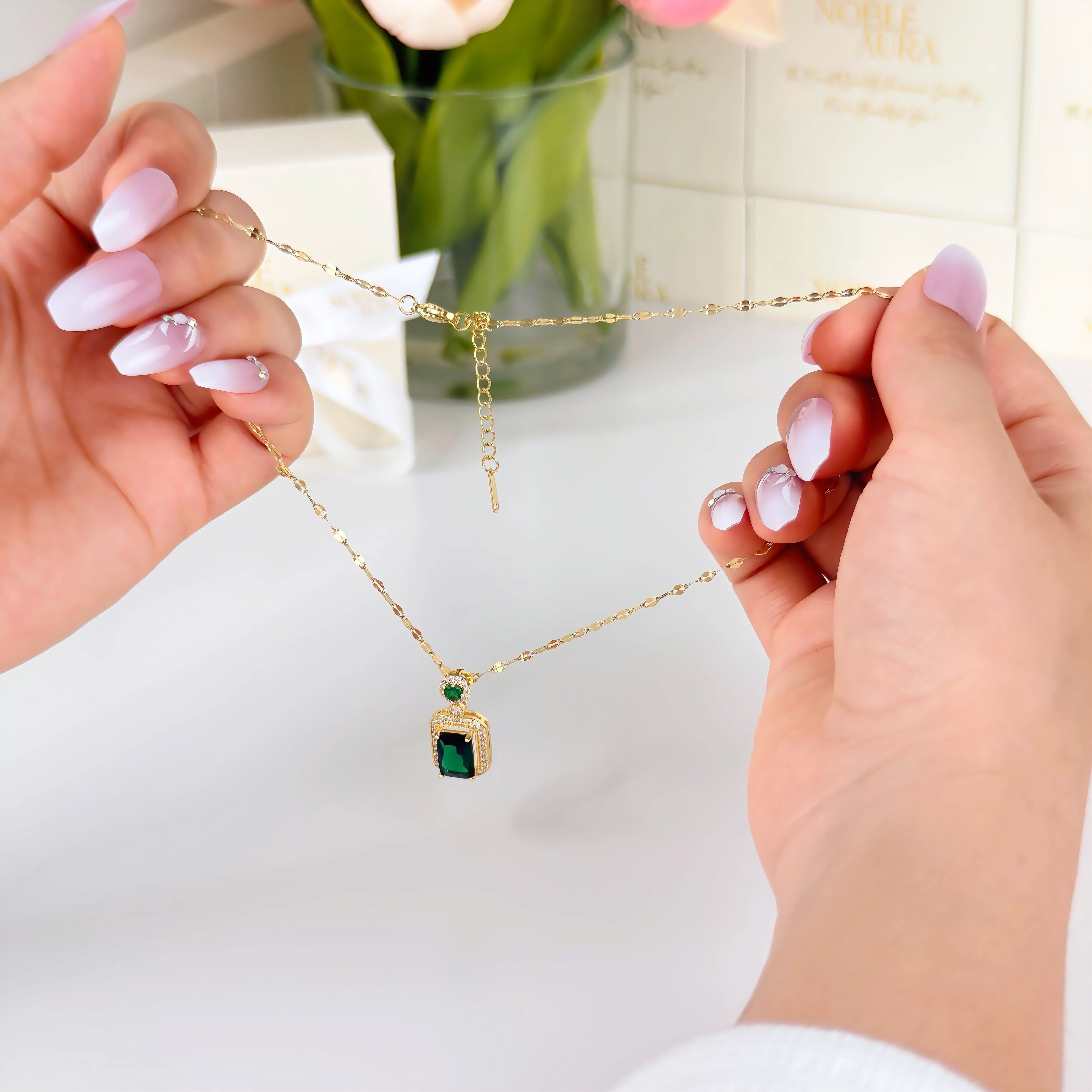 Emerald Green Pendant Necklace