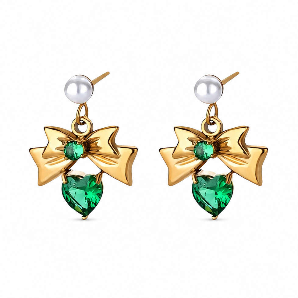 Emerald Heart Drop Earrings