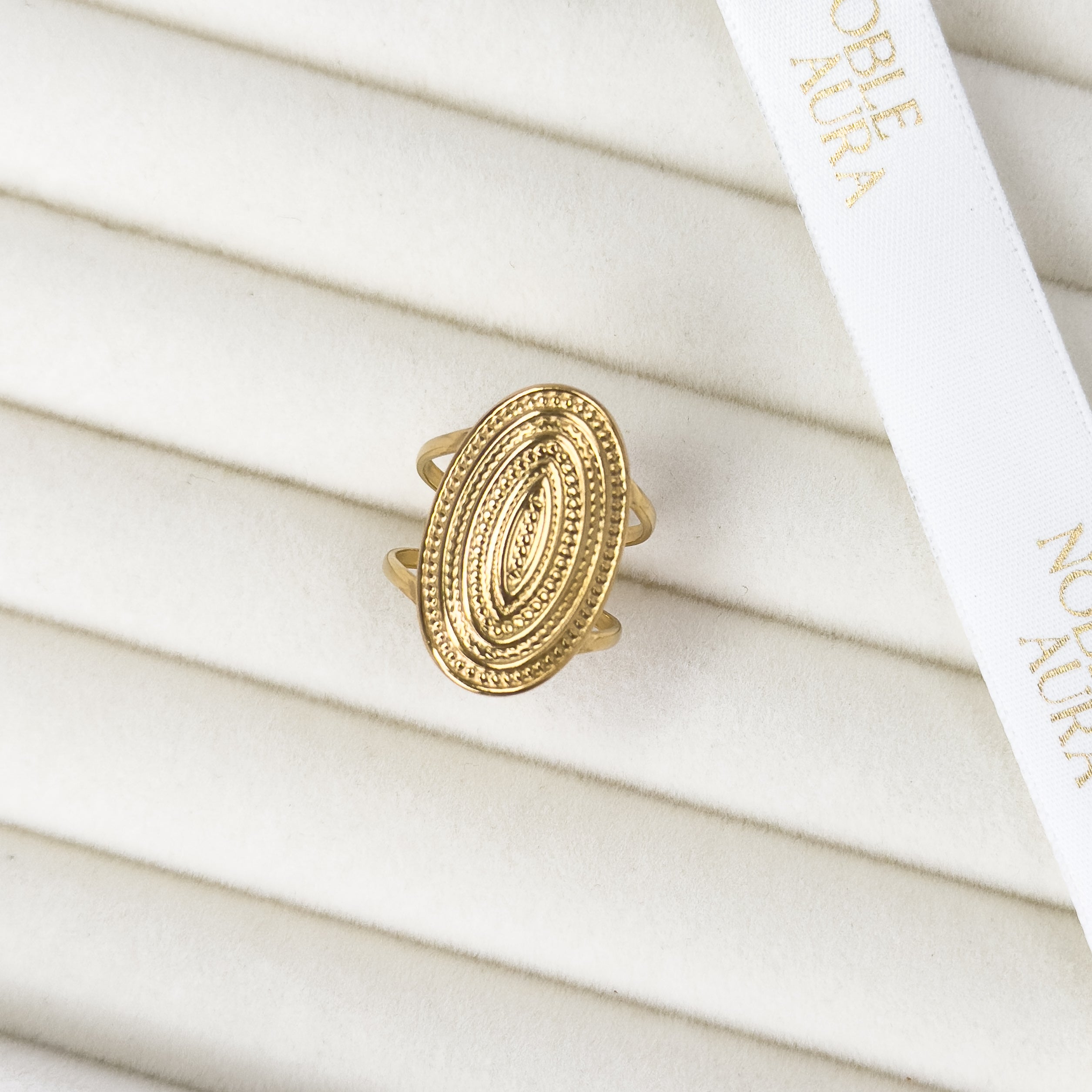 Textured Tribal Oval Ring