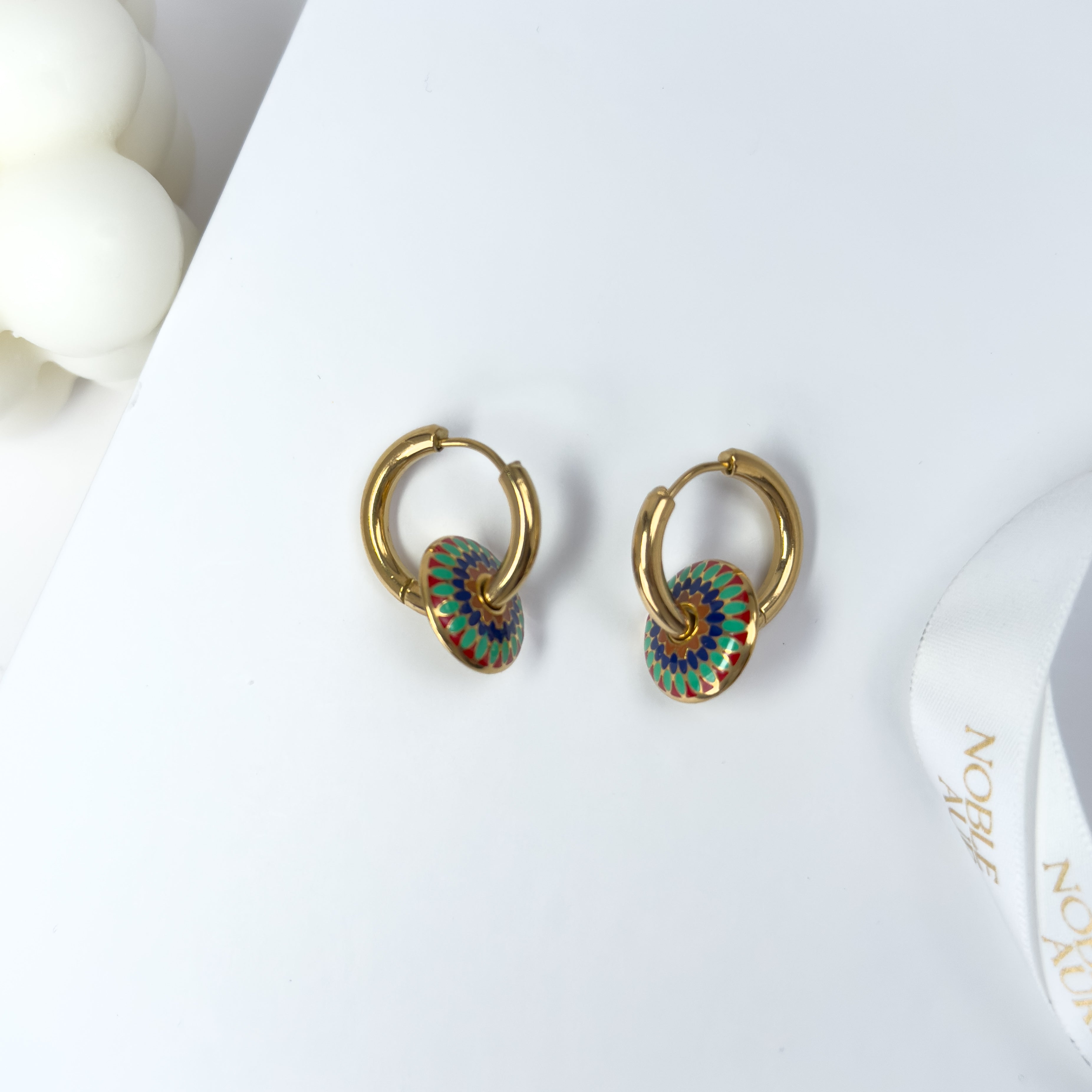 Colourful Mosaic Hoop Earrings
