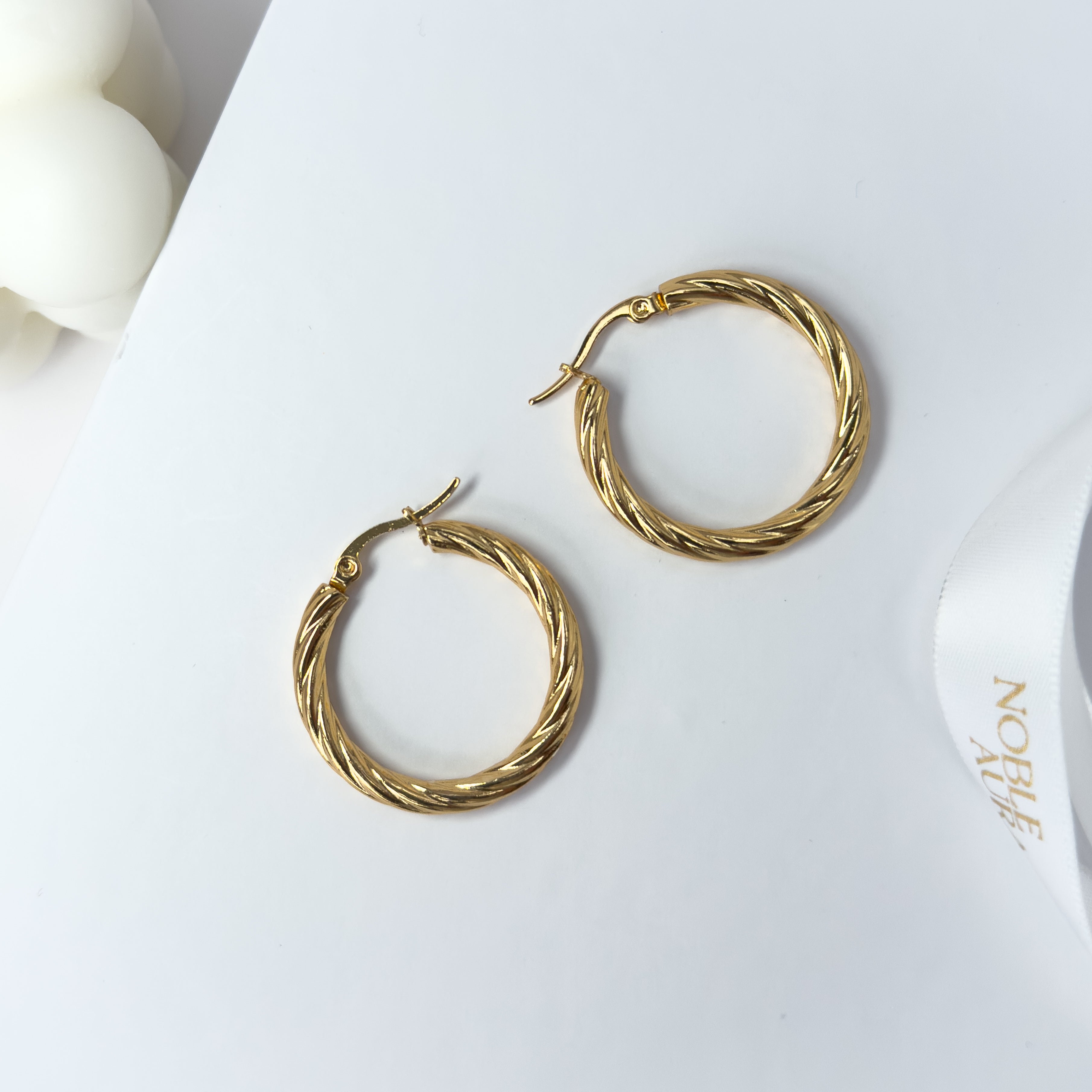 Classic Twisted Gold Hoop Earrings