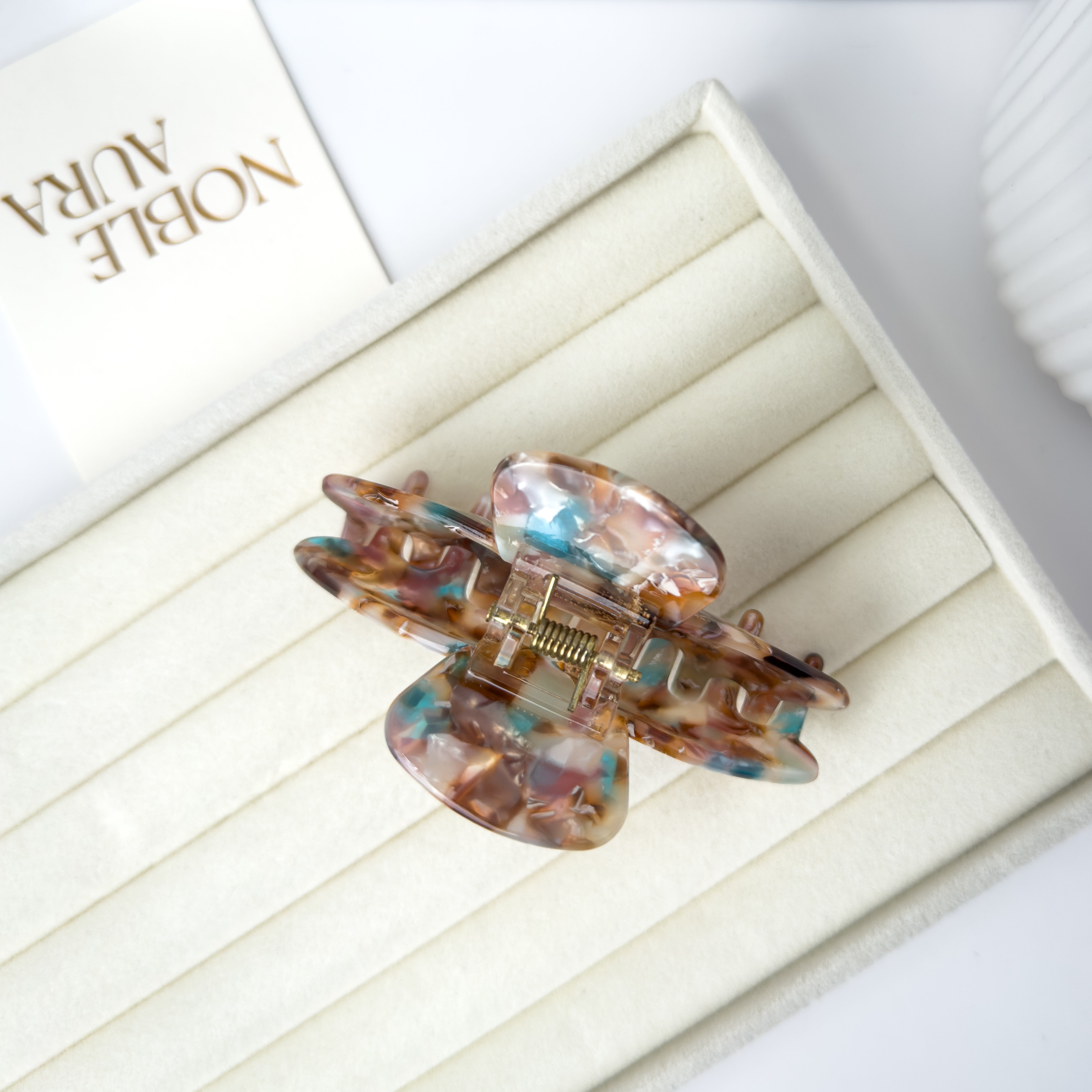 Iridescent Marble Hair Claw Clip – Large Acetate Grip