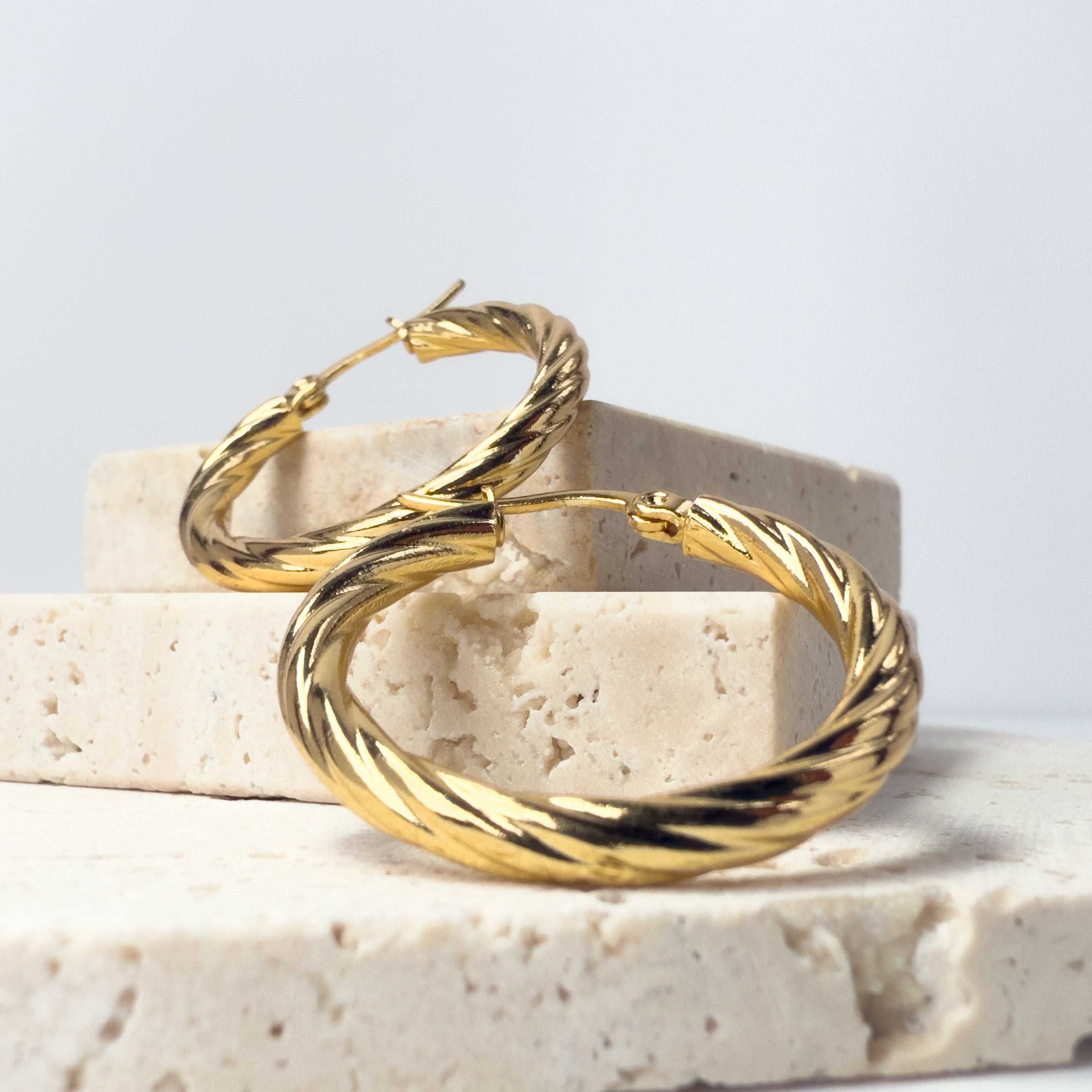 Classic Twisted Gold Hoop Earrings