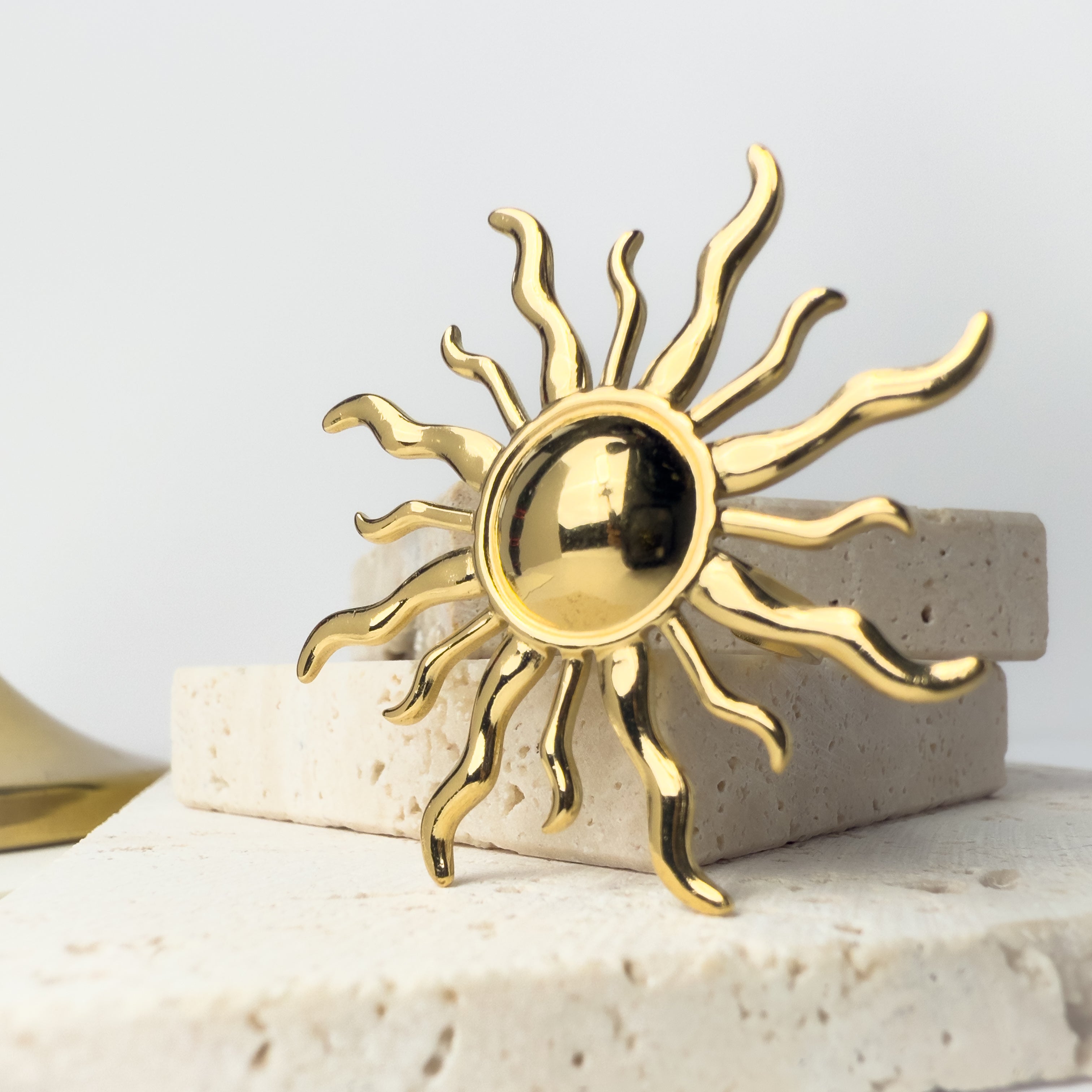 Gold Sunburst Adjustable Ring