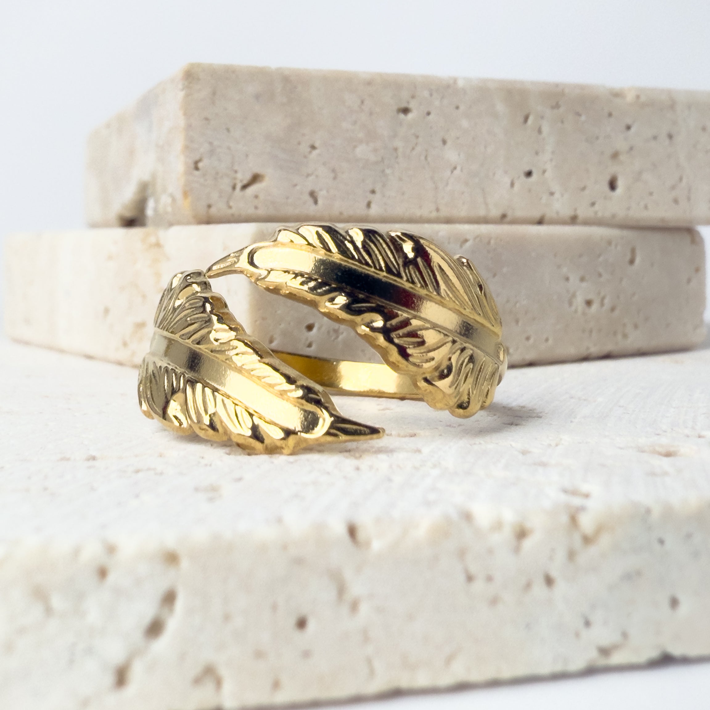 Angel Feathers Wrapped Adjustable Ring
