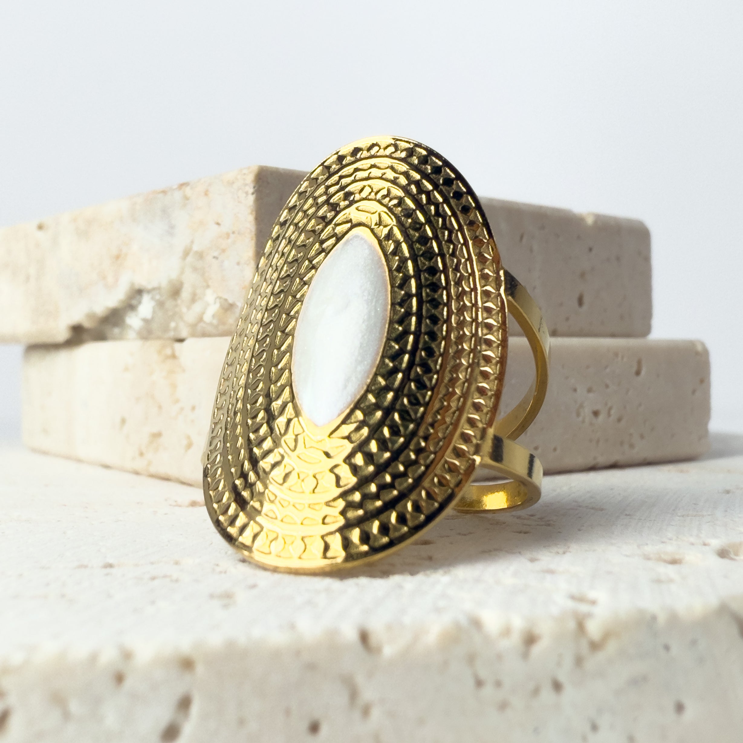 Pearl Oval Tribal Ring