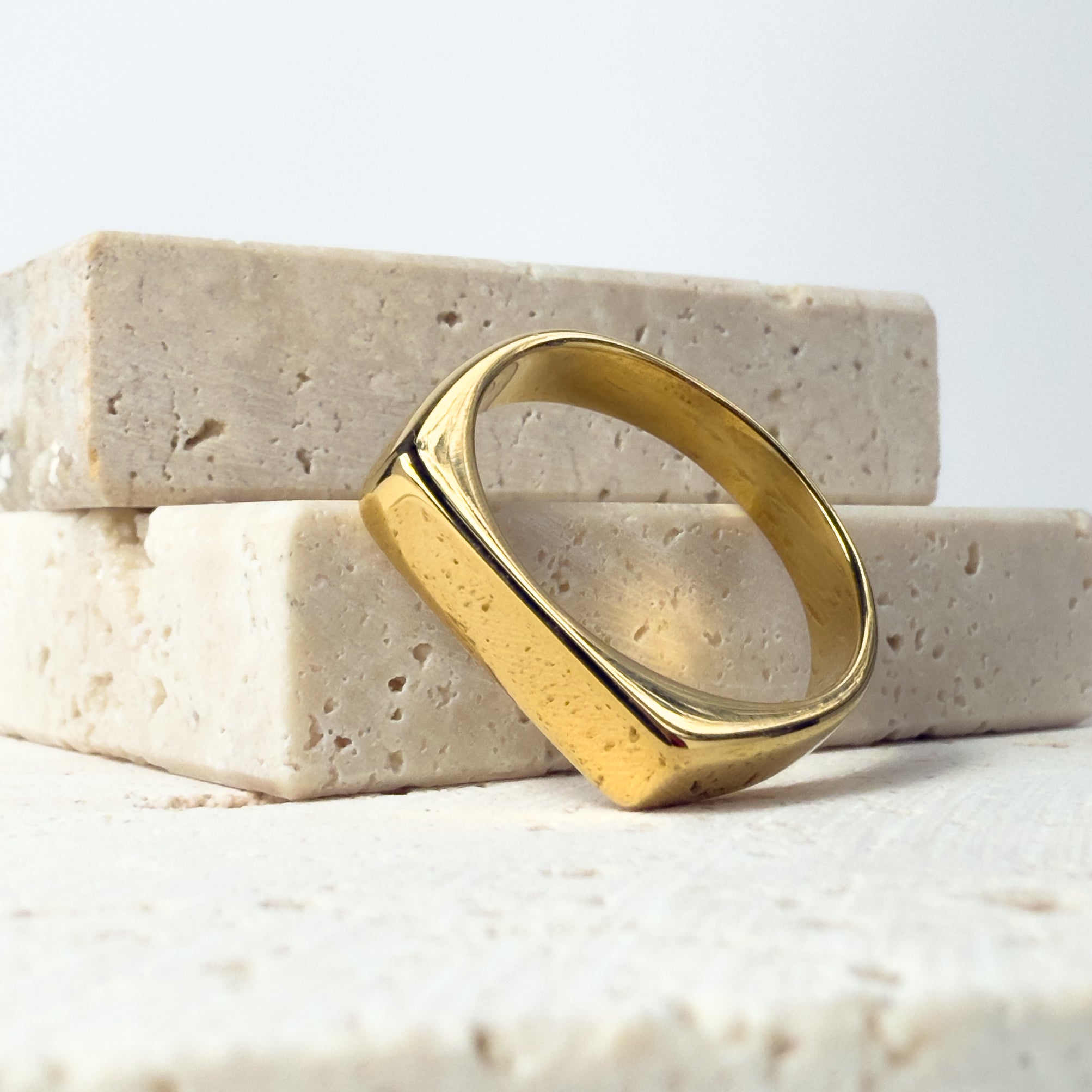 Gold Bar Signet Ring