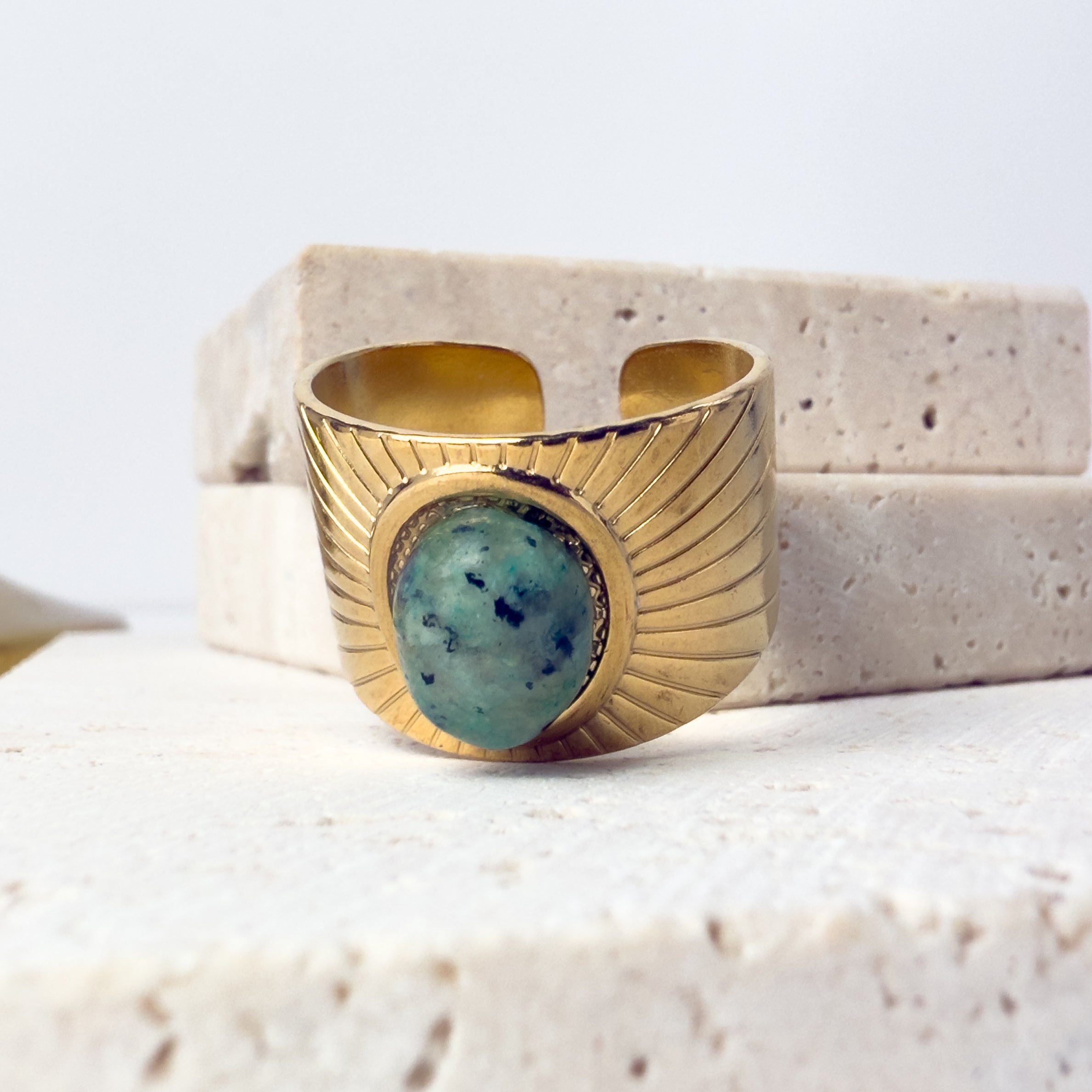 Gold Emerald Statement Ring