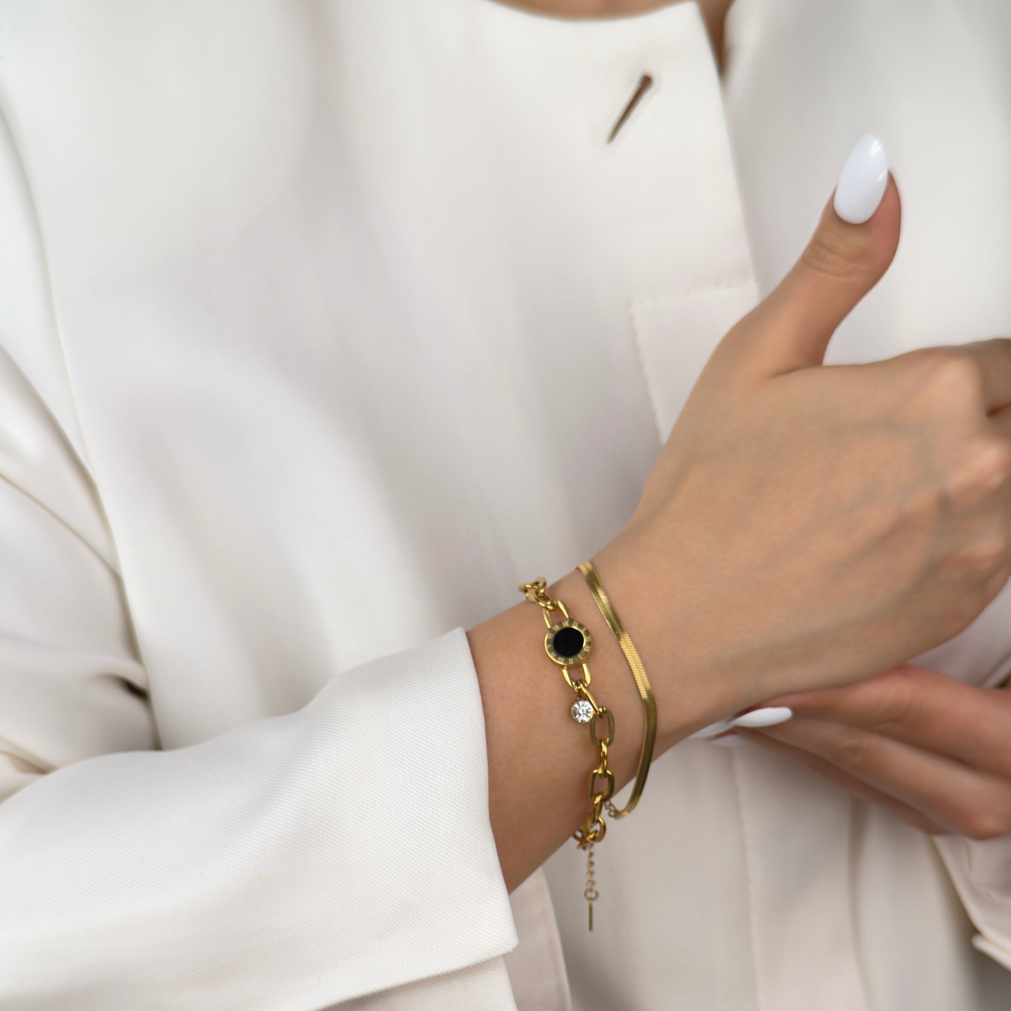 Roman Elegance Gold Link Bracelet by noble aura London UK