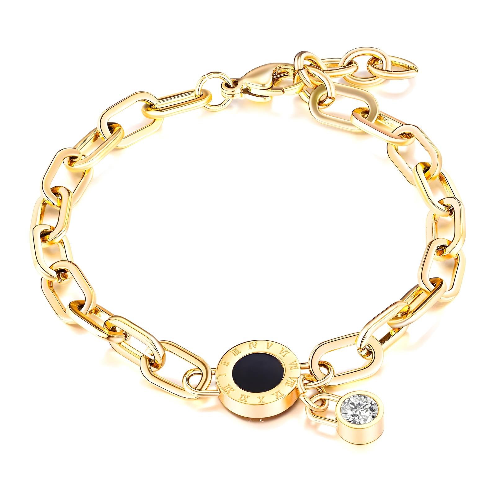 Roman Elegance Gold Link Bracelet by noble aura London UK