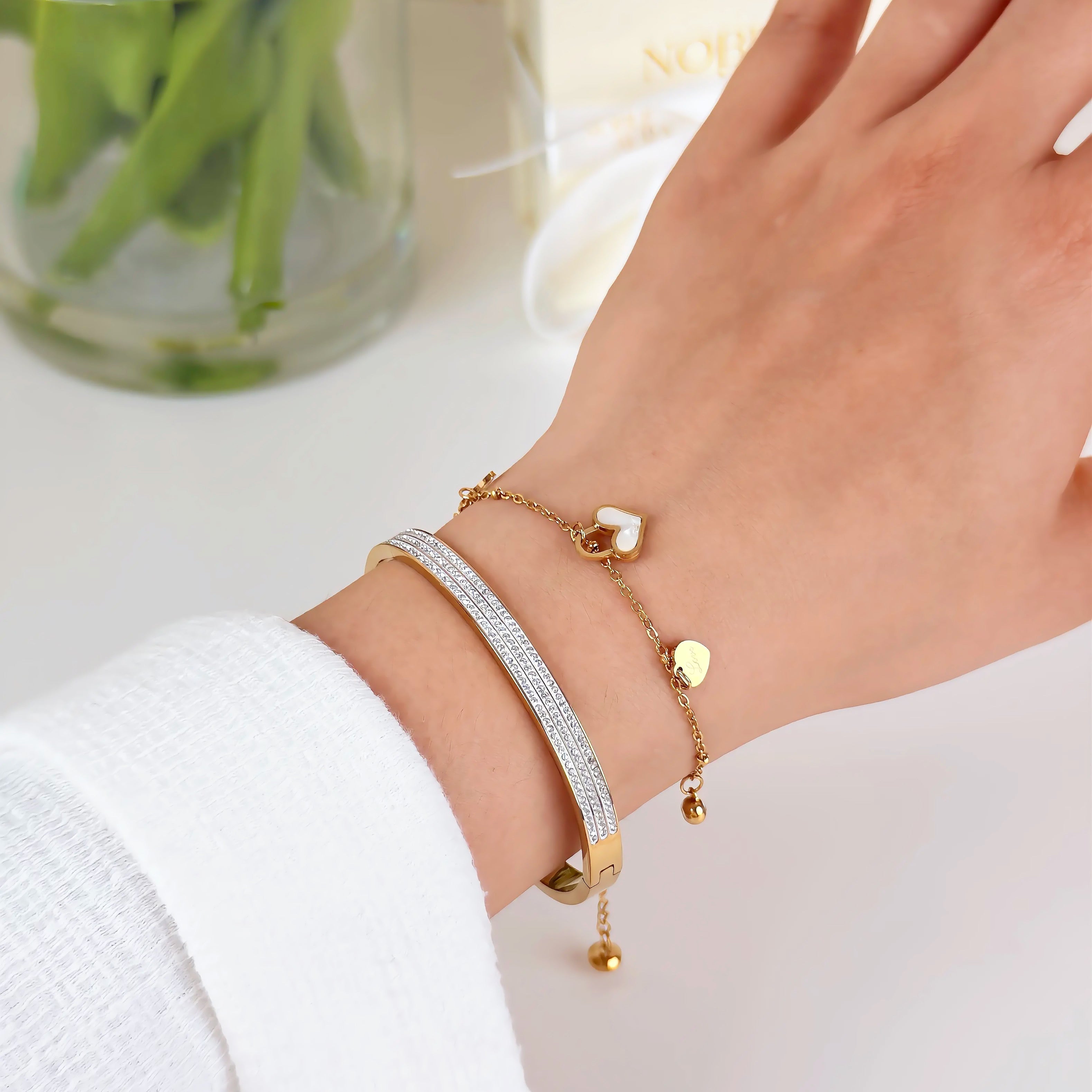 Gold Heart Bracelet Waterproof Tarnish-Free Gold Bracelet