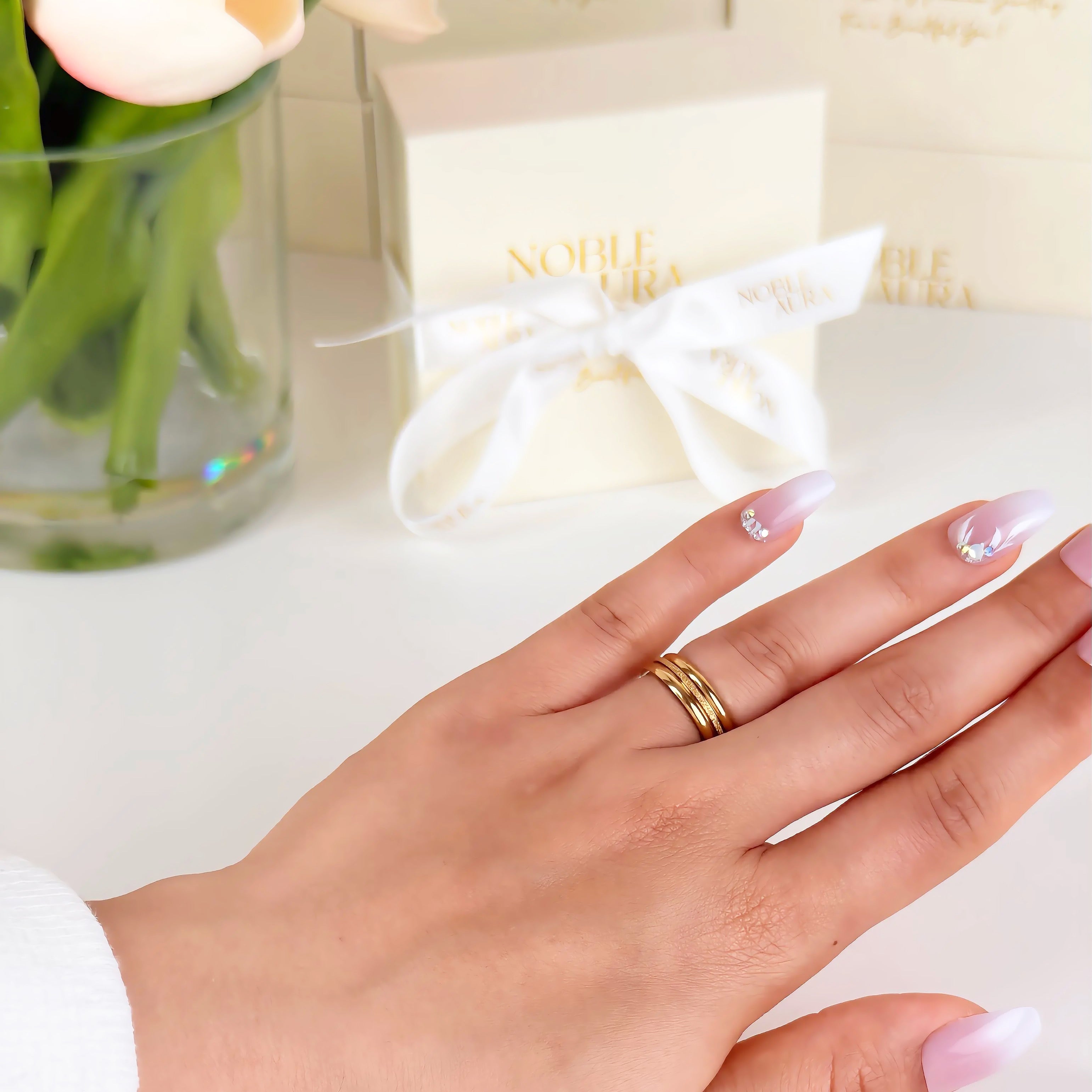 Gold Ring Set Waterproof Tarnish-Free Stacking Rings