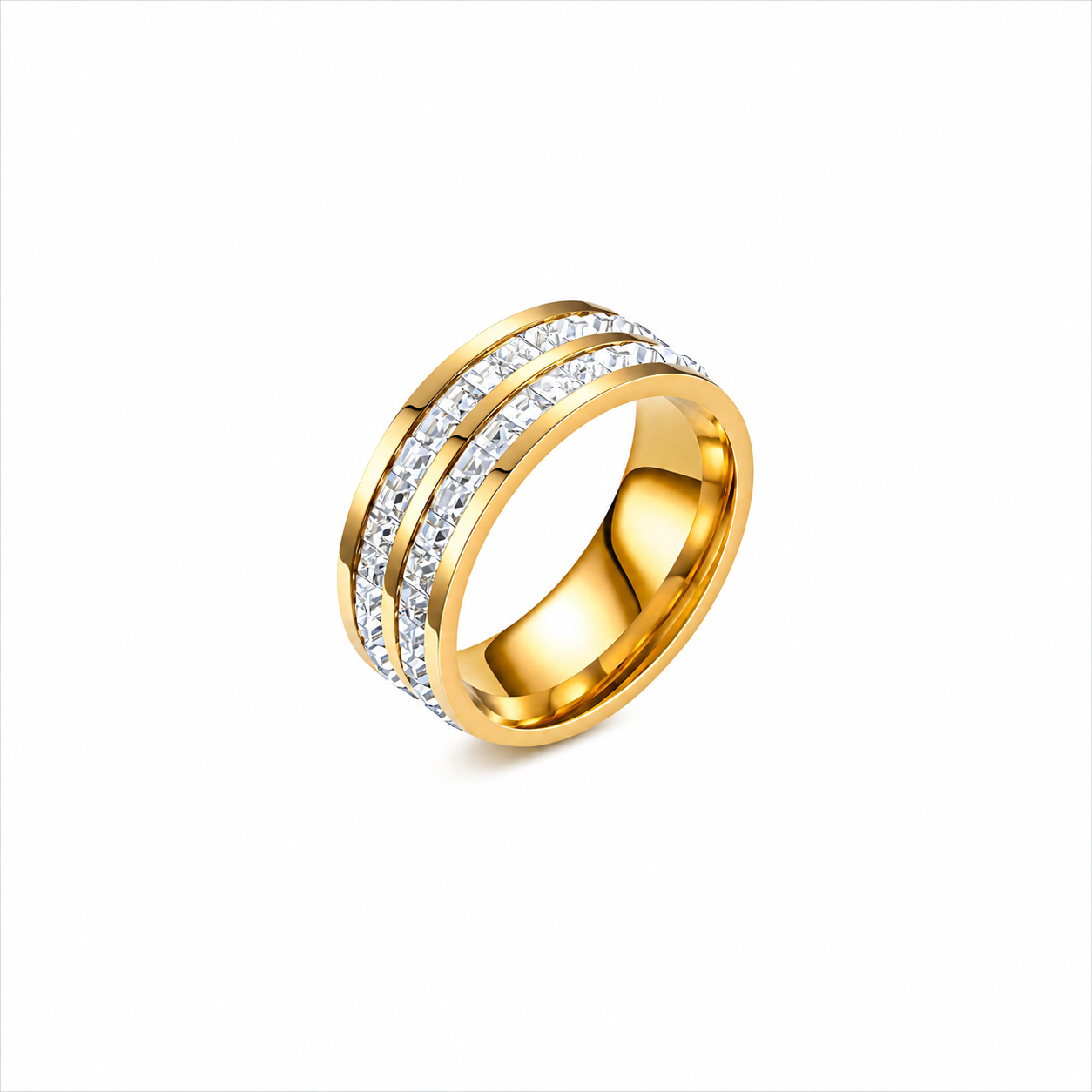 Double Eternity Ring Waterproof Tarnish-Free Gold Ring