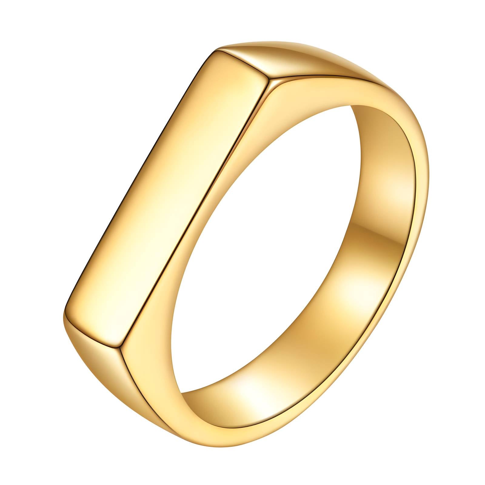 Minimalist gold bar signet ring by Noble Aura UK