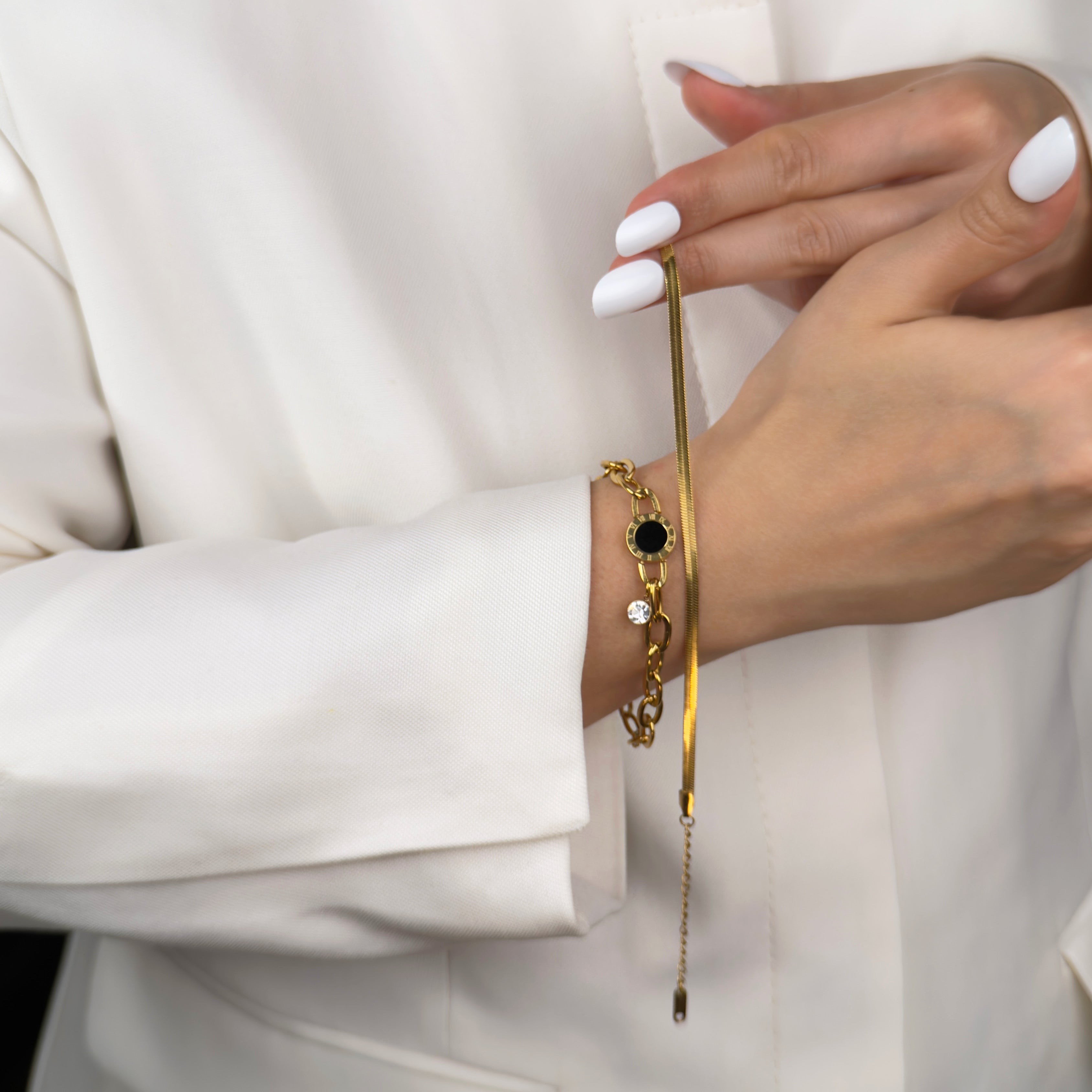 Classic gold snake chain bracelet with smooth finish by Noble Aura UK