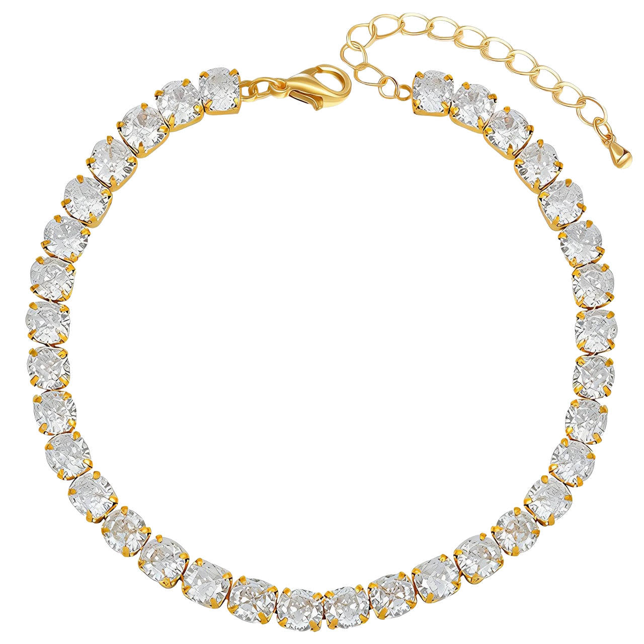 Minimalist gold tennis bracelet with sparkling stones by Noble Aura Jewellery UK