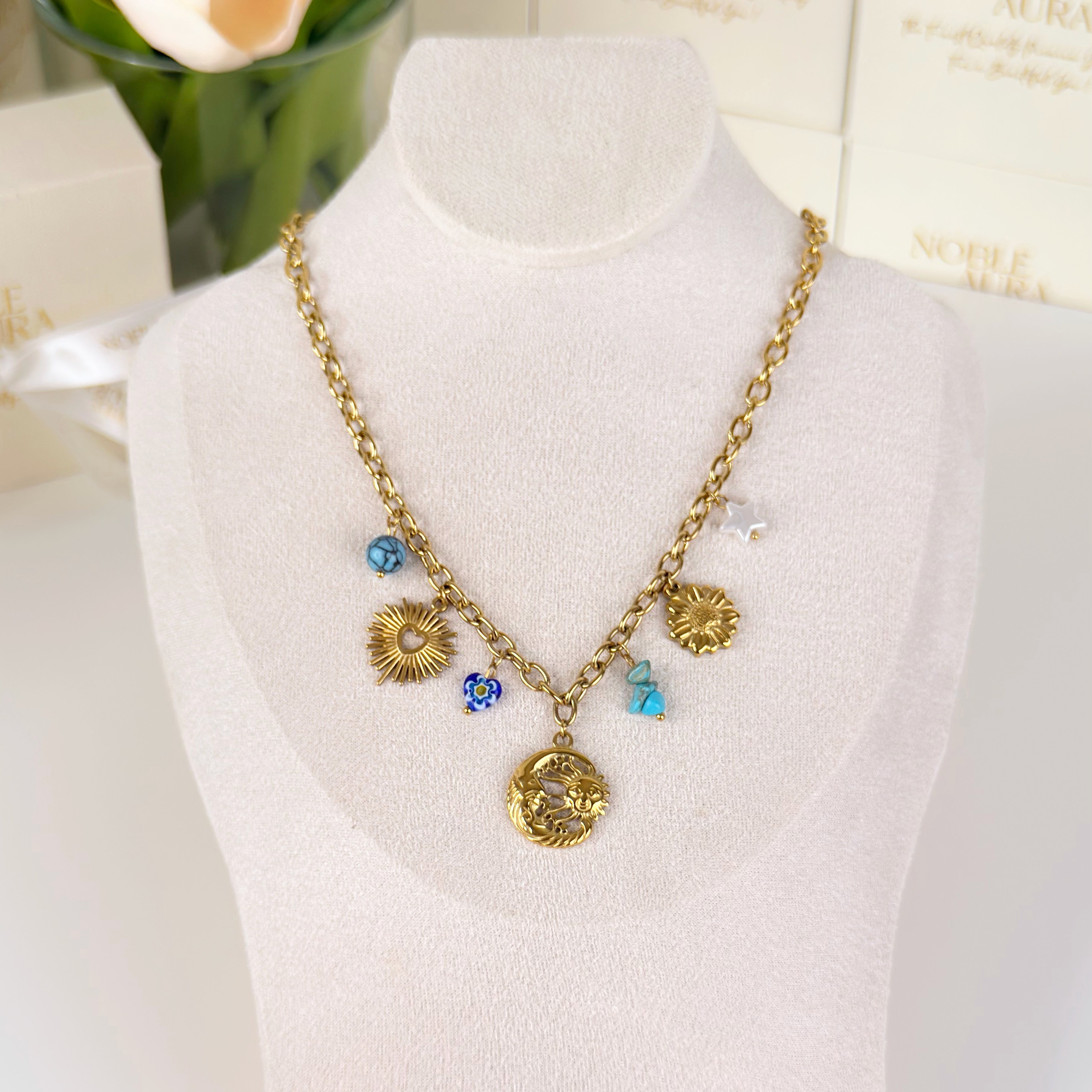 Sun & Moon Charm Necklace