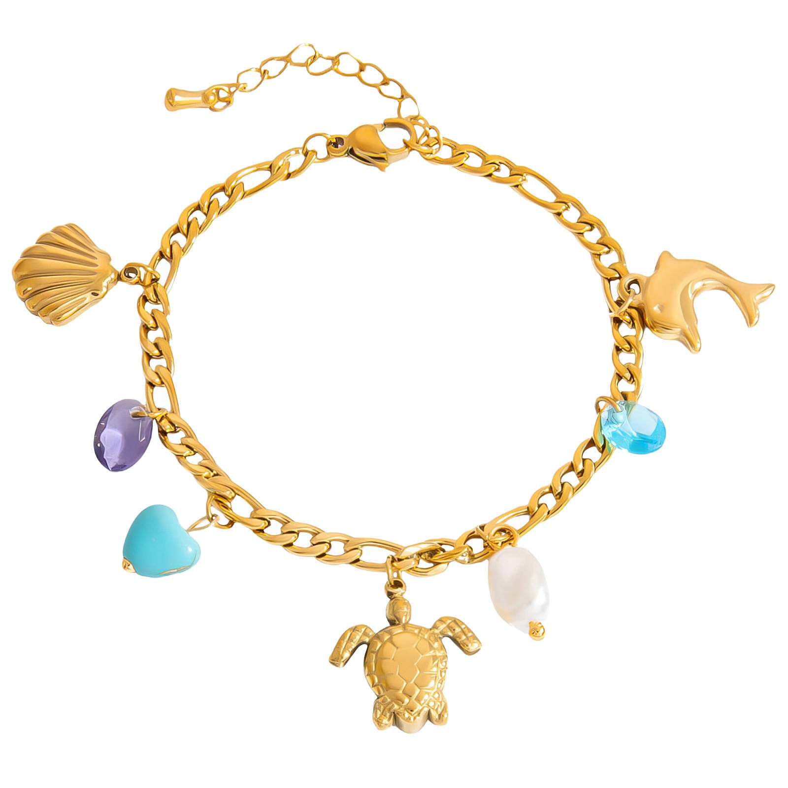 Ocean Charm Bracelet Waterproof Tarnish-Free Gold Charm Bracelet