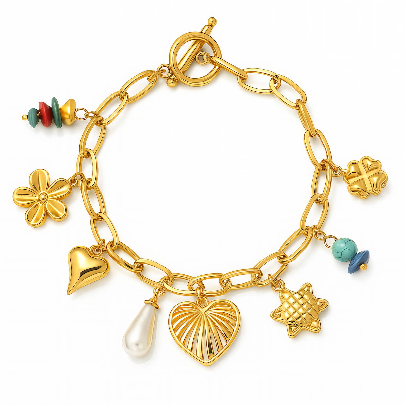 Gold Heart Charm Bracelet