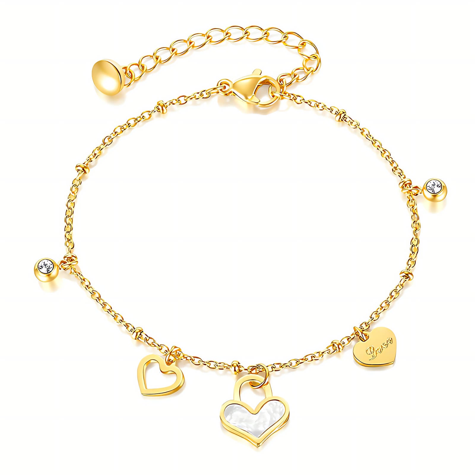 Gold Heart Bracelet Waterproof Tarnish-Free Gold Bracelet