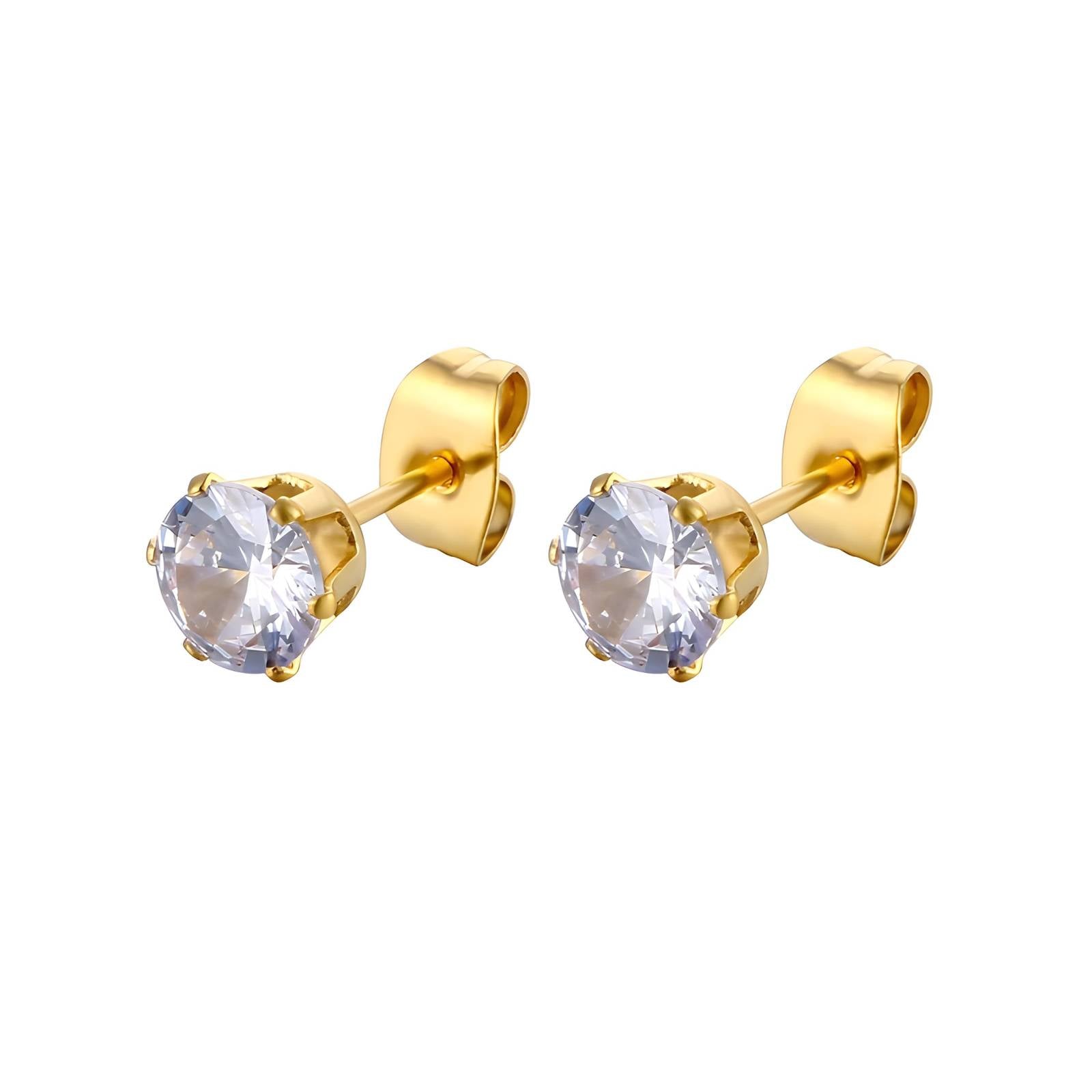Classic gold diamond style stud earrings by Noble Aura UK