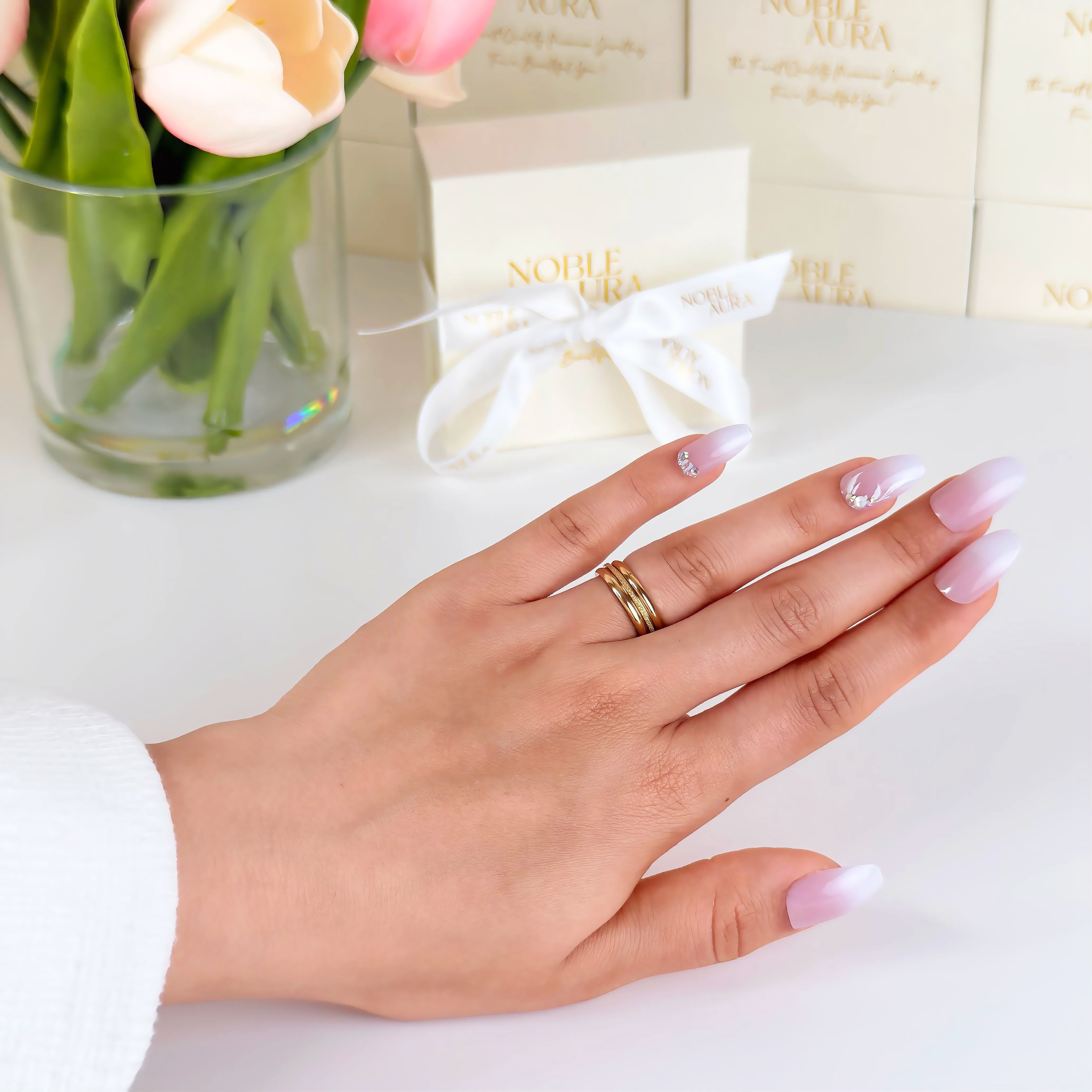 Gold Ring Set Waterproof Tarnish-Free Stacking Rings