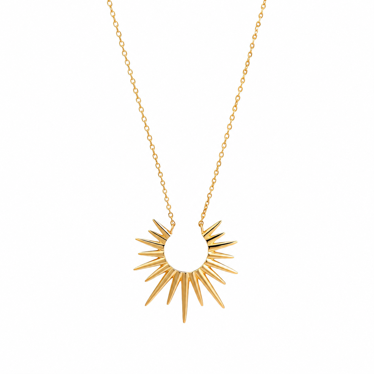 Gold Sunburst Necklace Waterproof Tarnish-Free Gold Pendant Necklace
