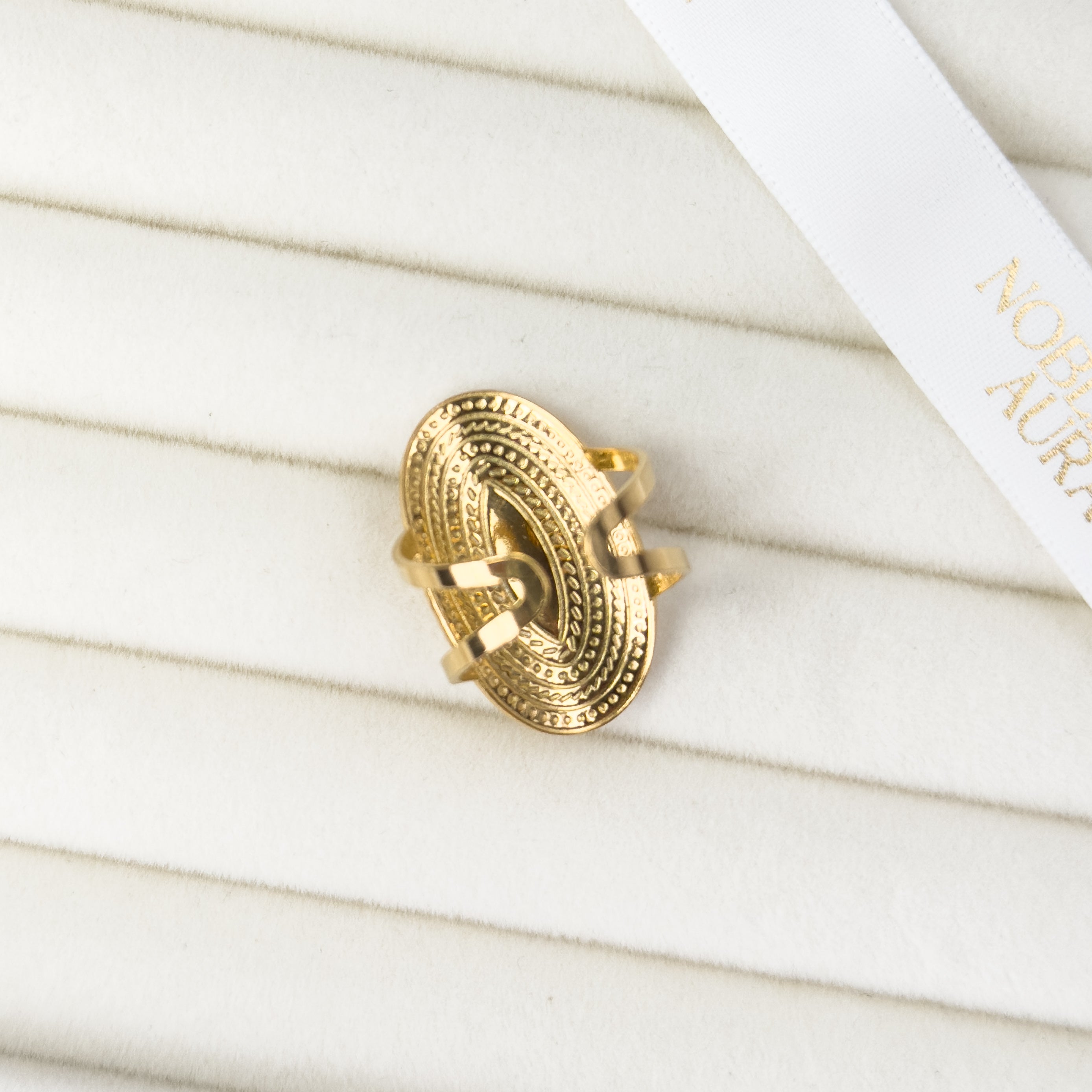 Textured Tribal Oval Ring