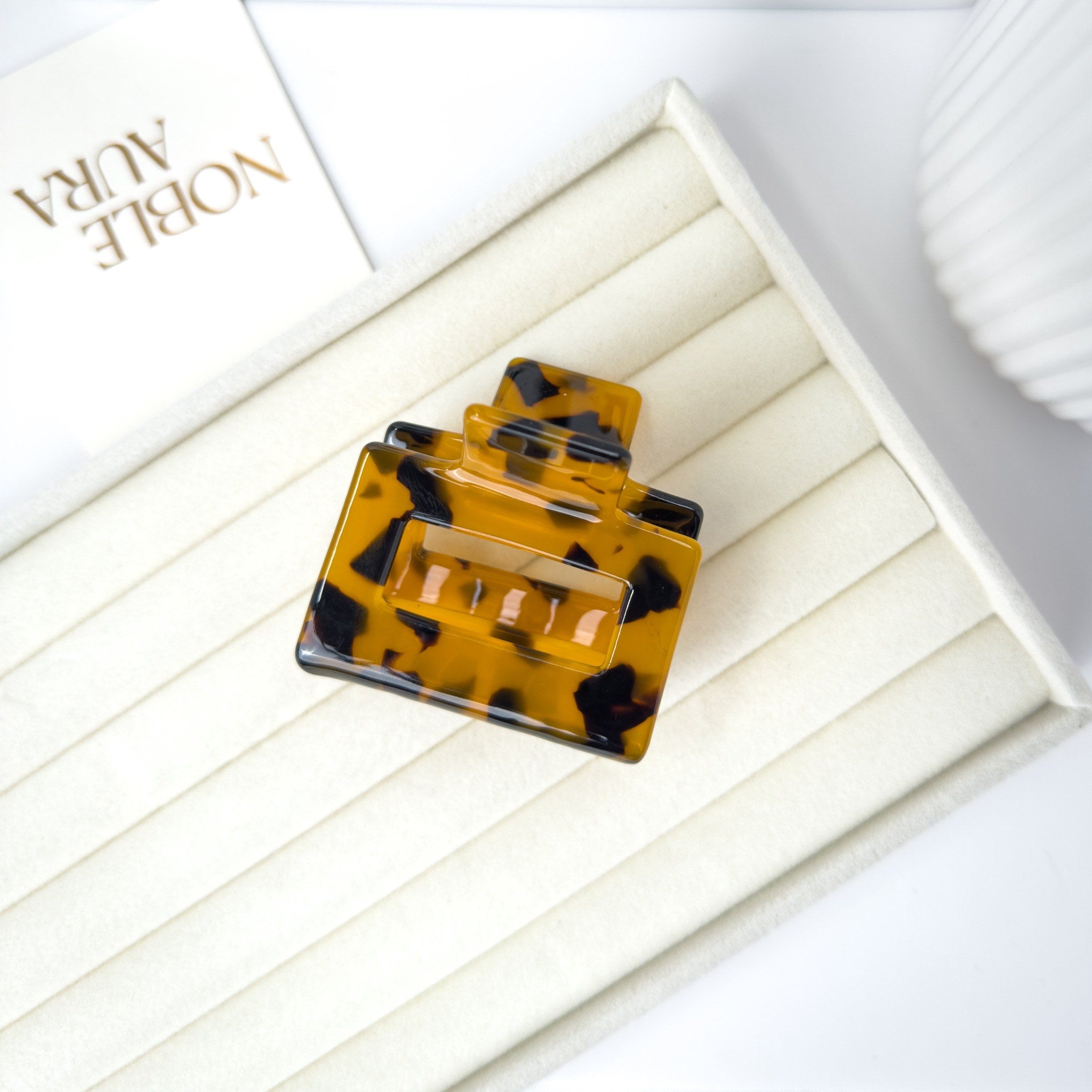 Amber Tortoise Shell Square  - Acetate Hair Claw