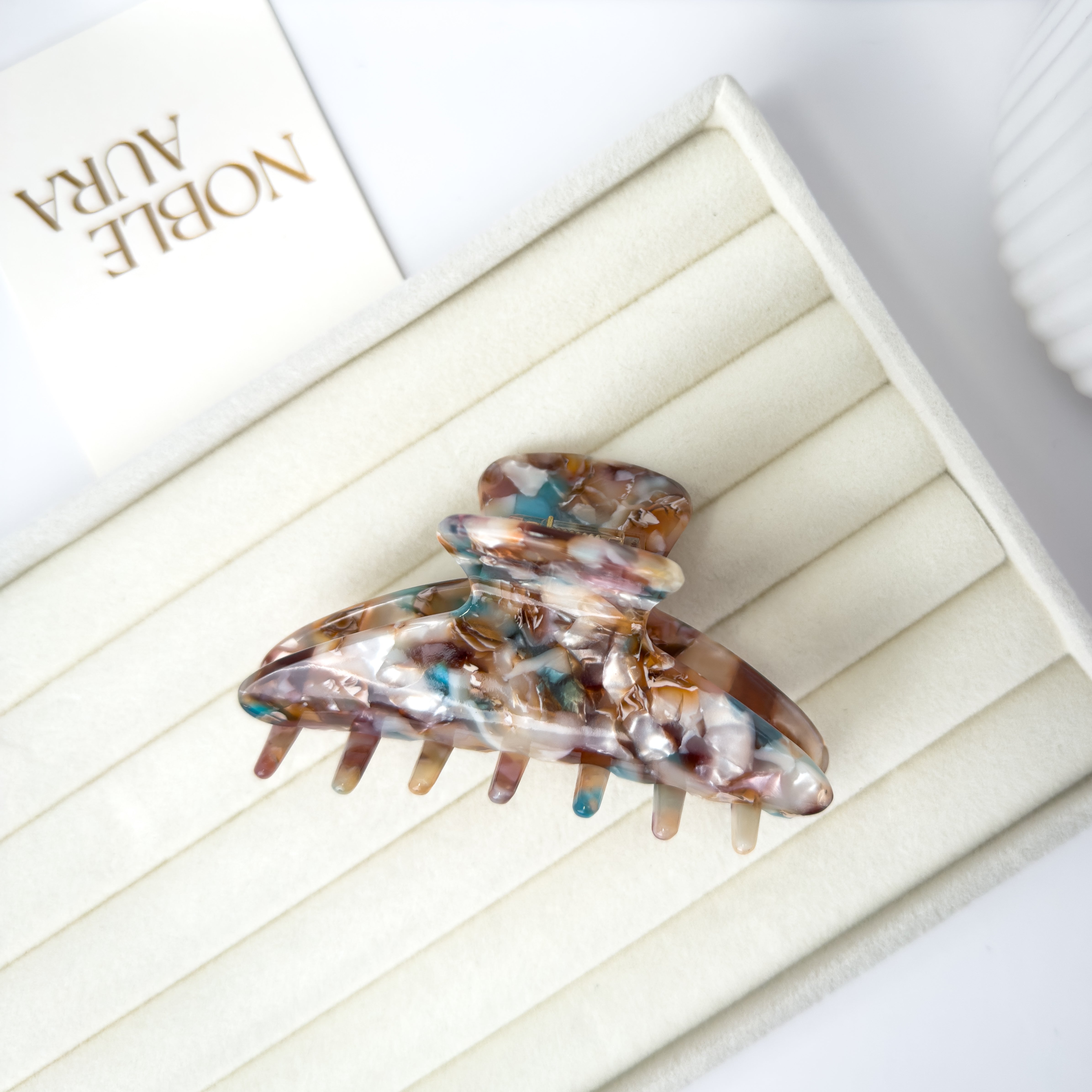 Iridescent Marble Hair Claw Clip – Large Acetate Grip