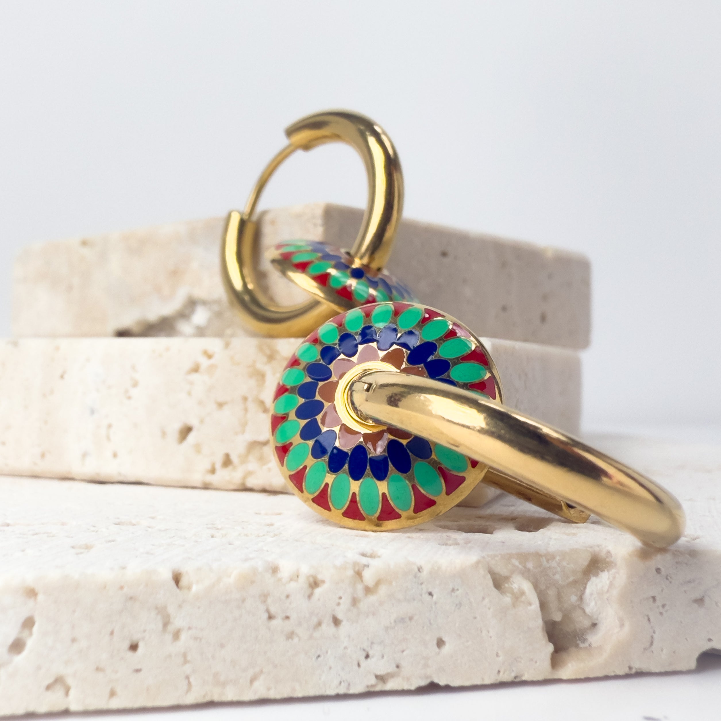 Colourful Mosaic Hoop Earrings