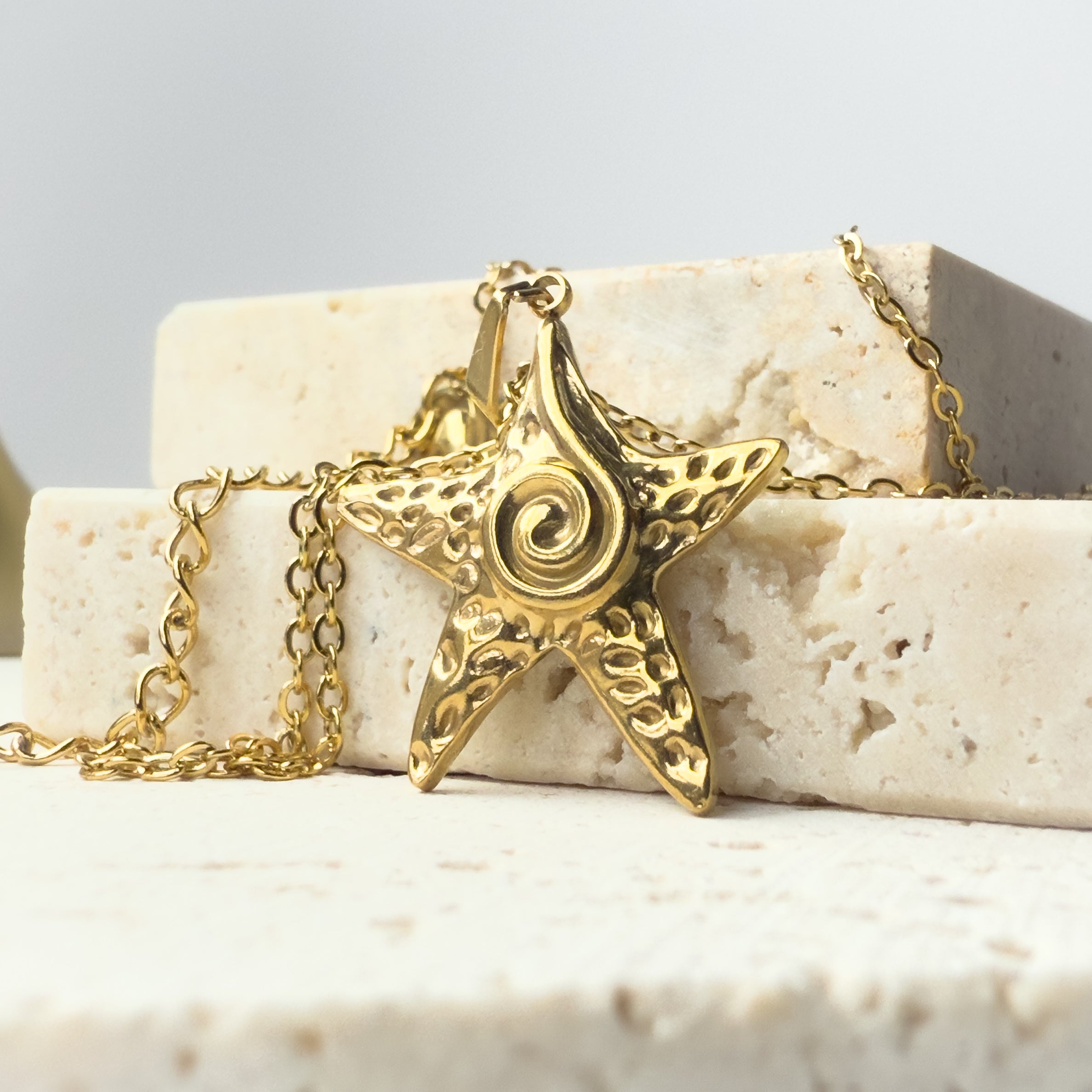 Gold Starfish Pendant Necklace