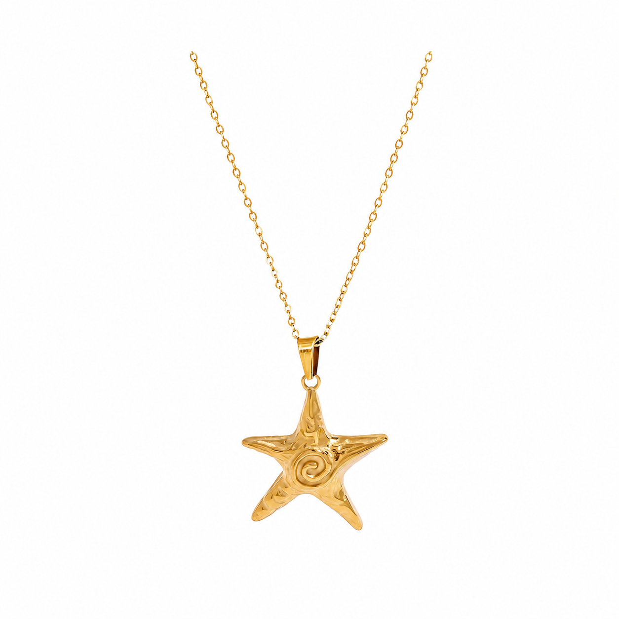 Gold Starfish Necklace Waterproof Tarnish-Free Gold Pendant Necklace