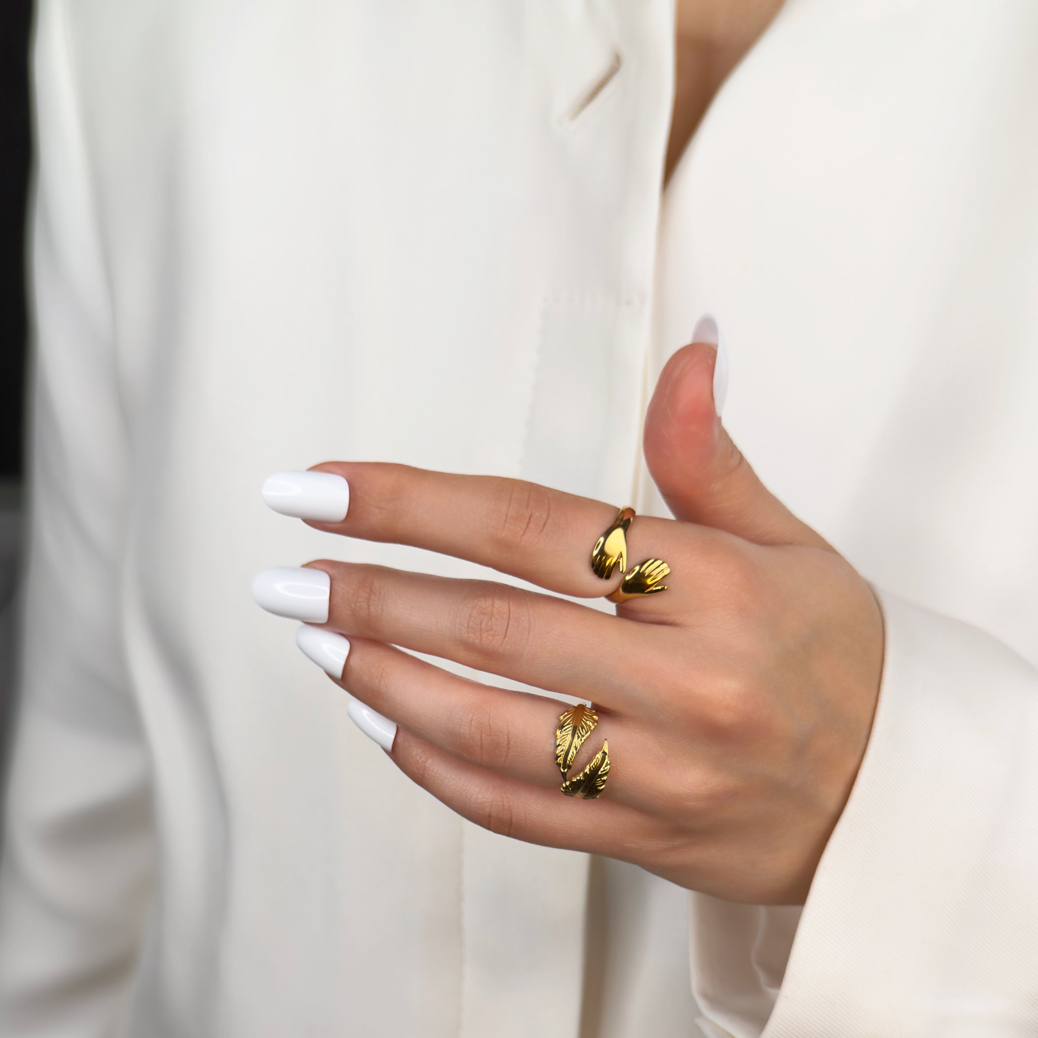 Angel Feathers Wrapped Adjustable Ring