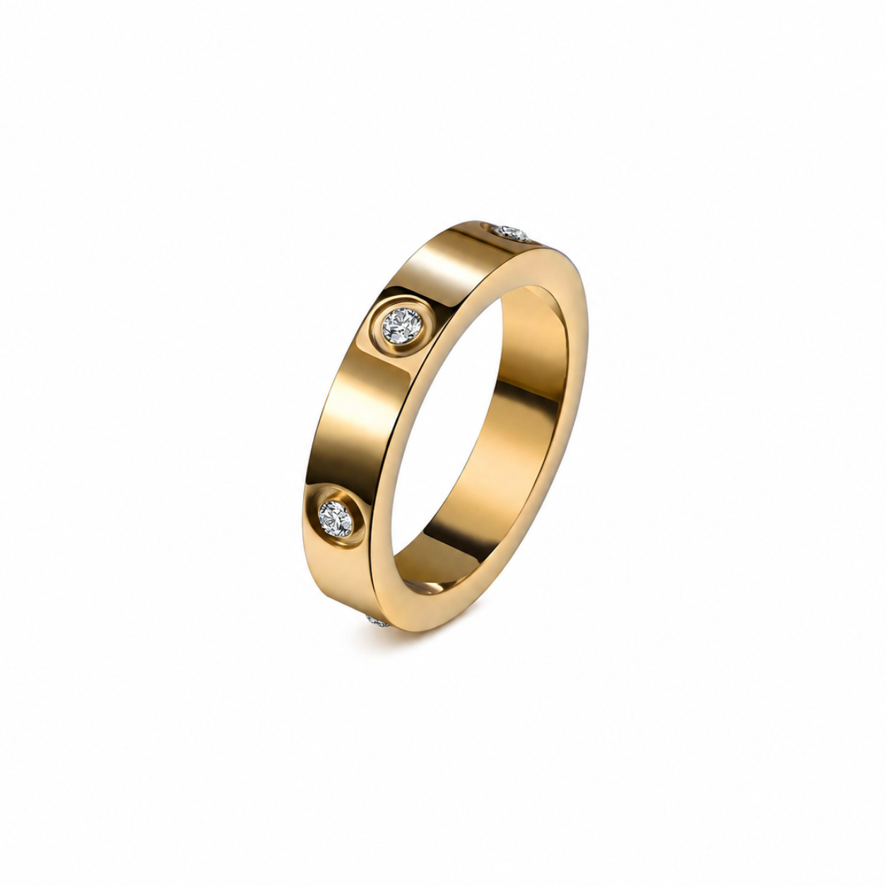 Bezel Set Ring Waterproof Tarnish-Free Gold Ring