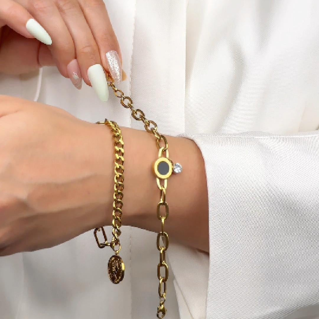 Roman Elegance Gold Link Bracelet by noble aura London UK