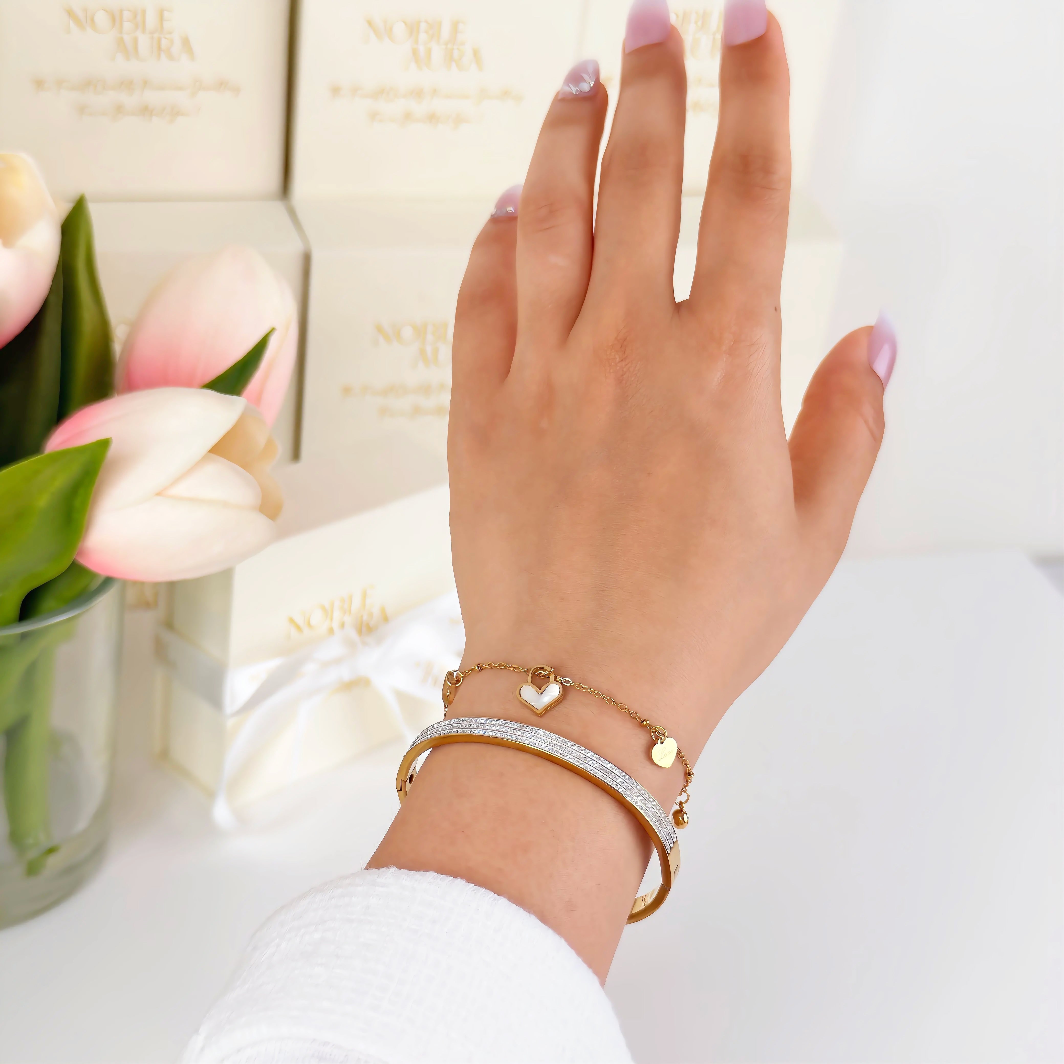 Pavé Crystal Bangle Waterproof Tarnish-Free Gold Crystal Bracelet