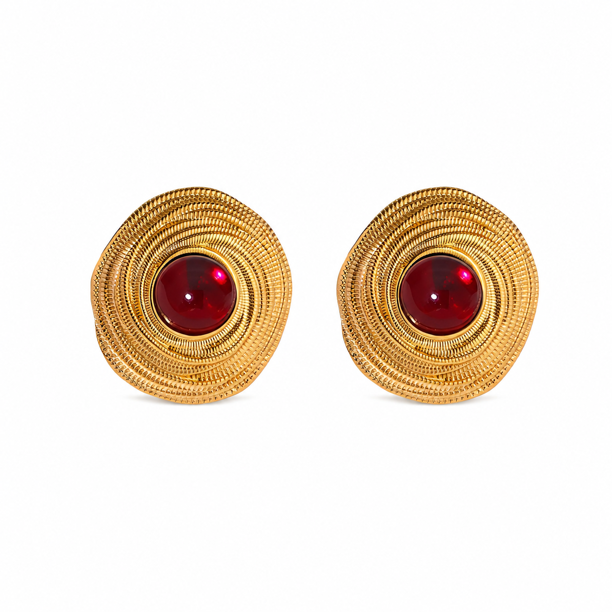 Ruby Baroque Stud Earrings