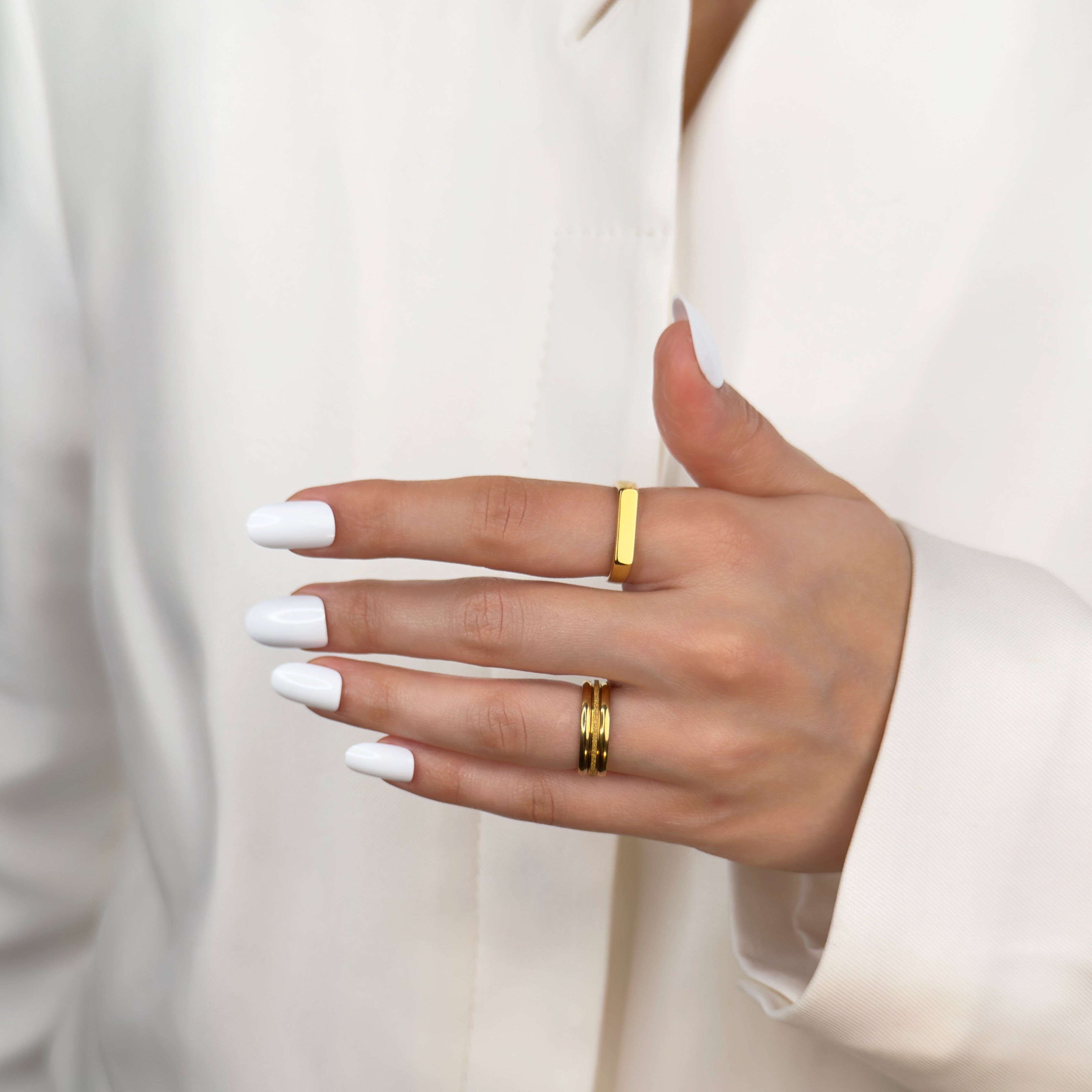 Minimalist gold bar signet ring by Noble Aura UK
