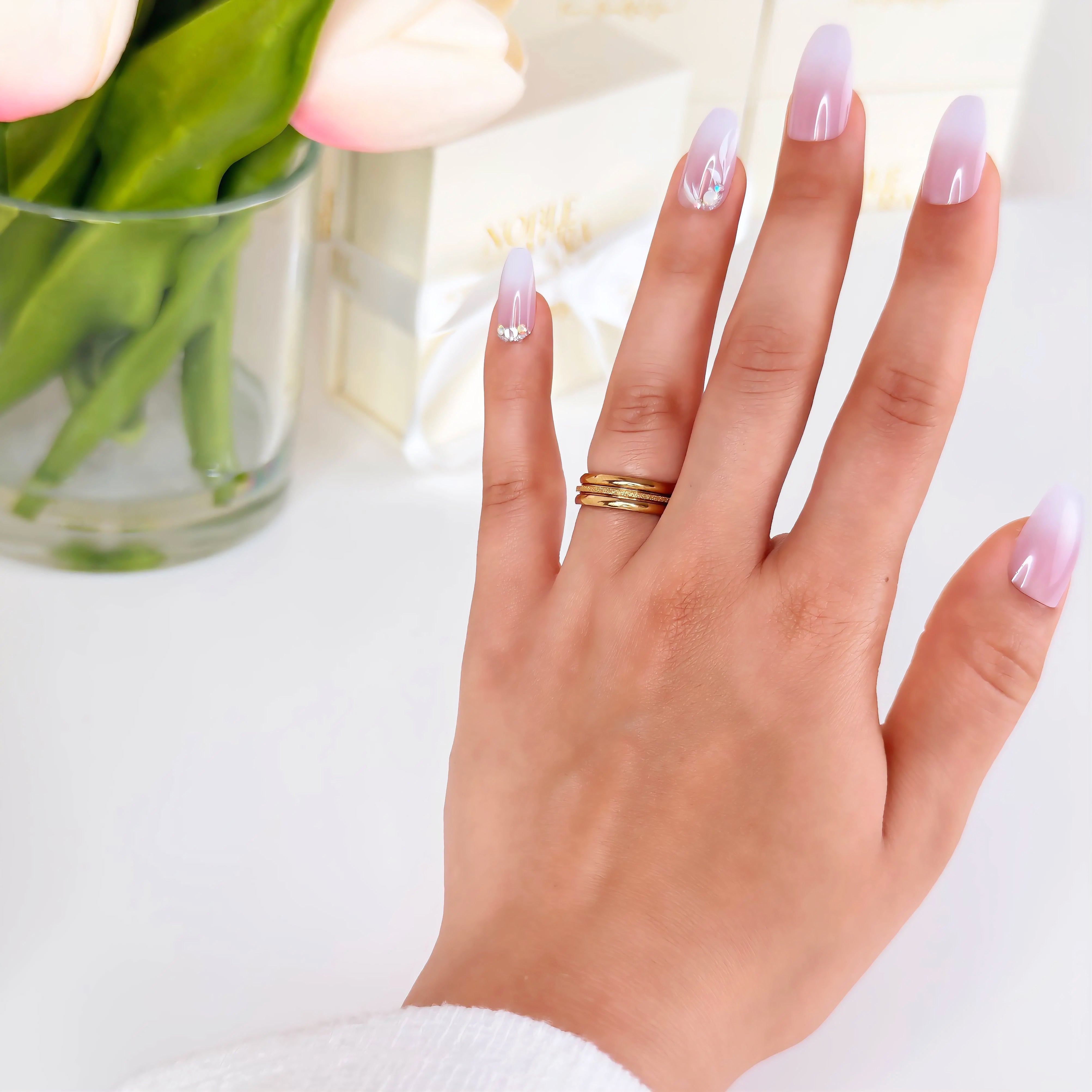 Gold Ring Set Waterproof Tarnish-Free Stacking Rings